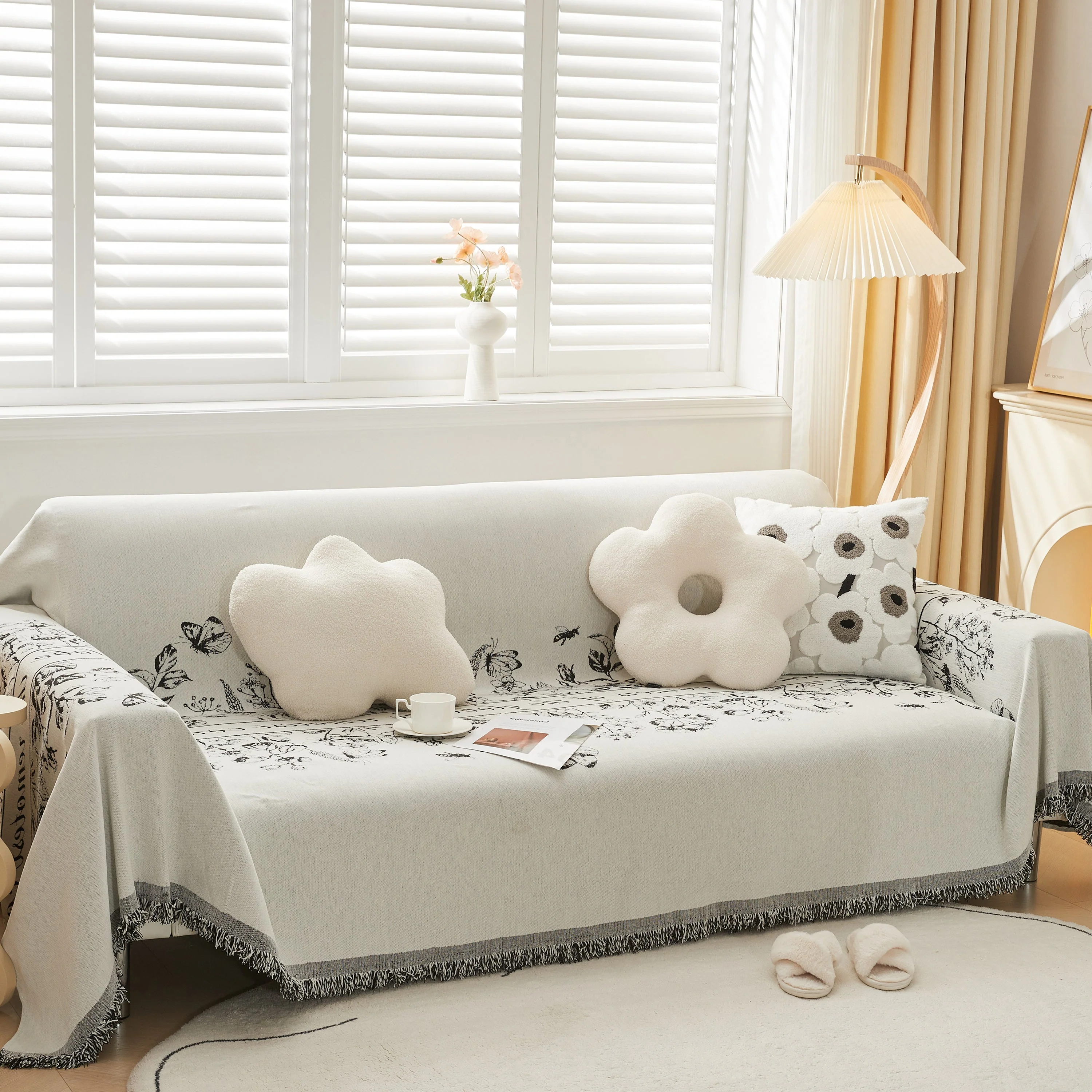 Chenille Butterfly Sofa Cover Blanket, L Shaped Couch Cover, Reversible Couch Protector - Image 7
