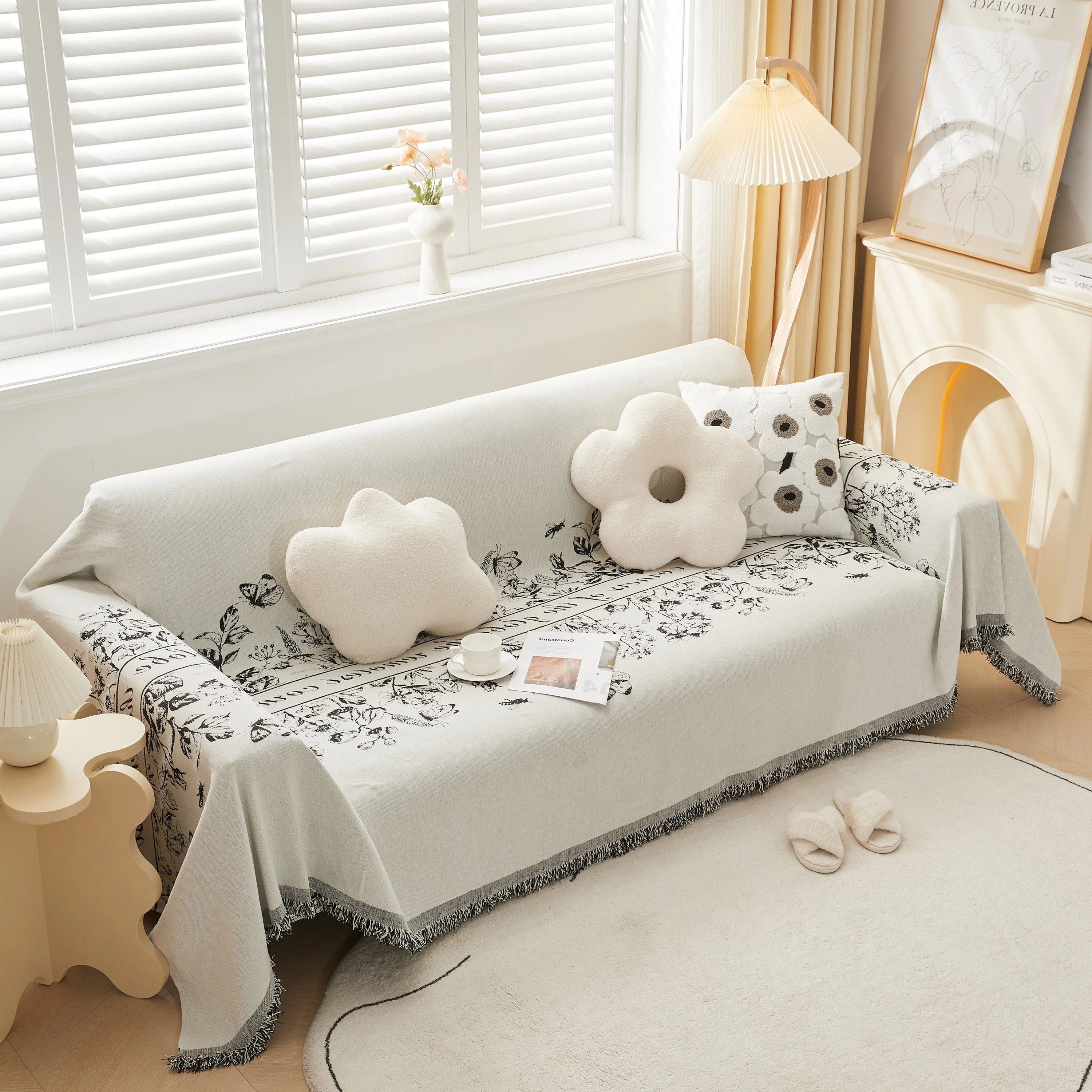 Chenille Butterfly Sofa Cover Blanket, L Shaped Couch Cover, Reversible Couch Protector - Image 9
