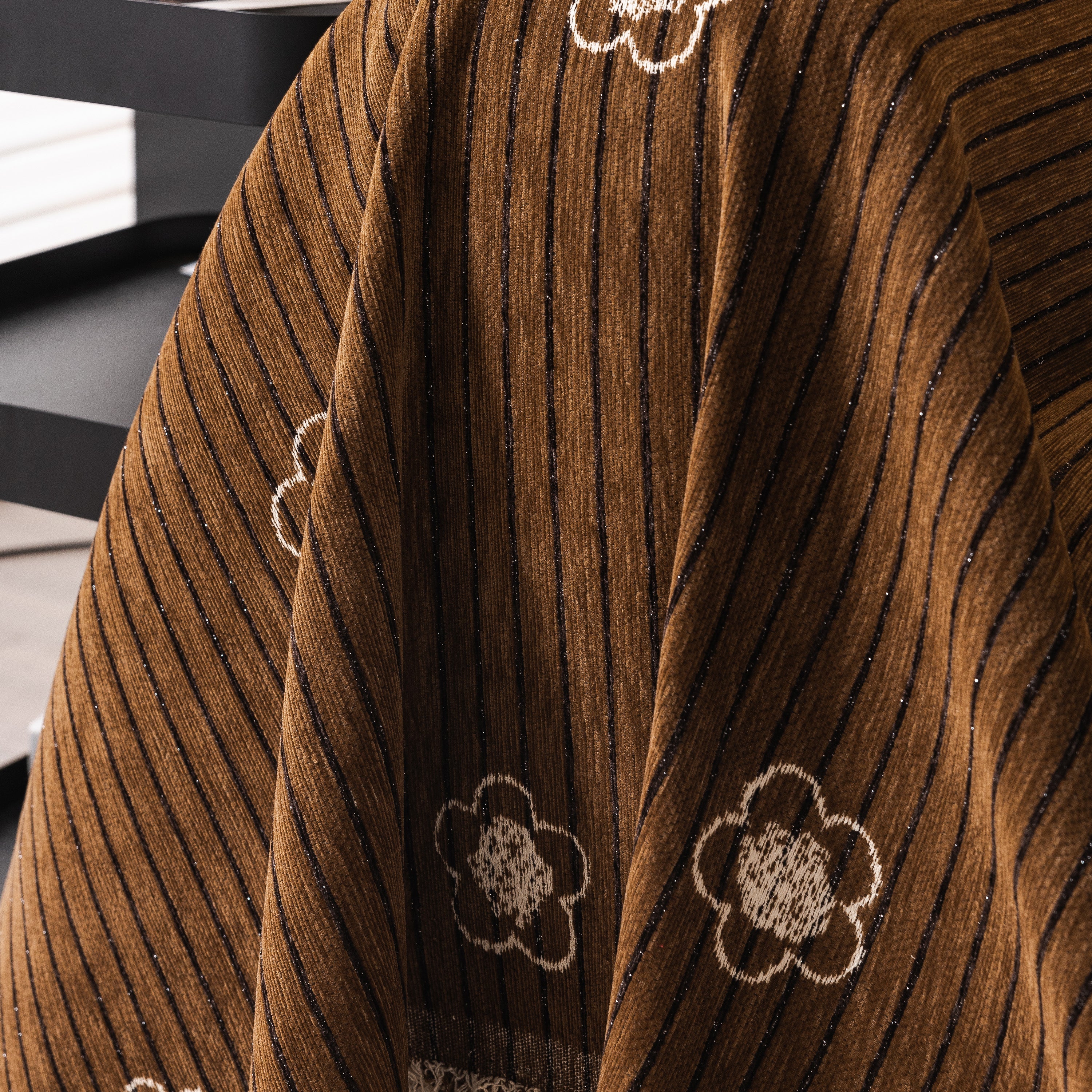 Chenille Camellia Floral Sofa Throw Cover Couch Blanket with Striped Jacquard - Image 78