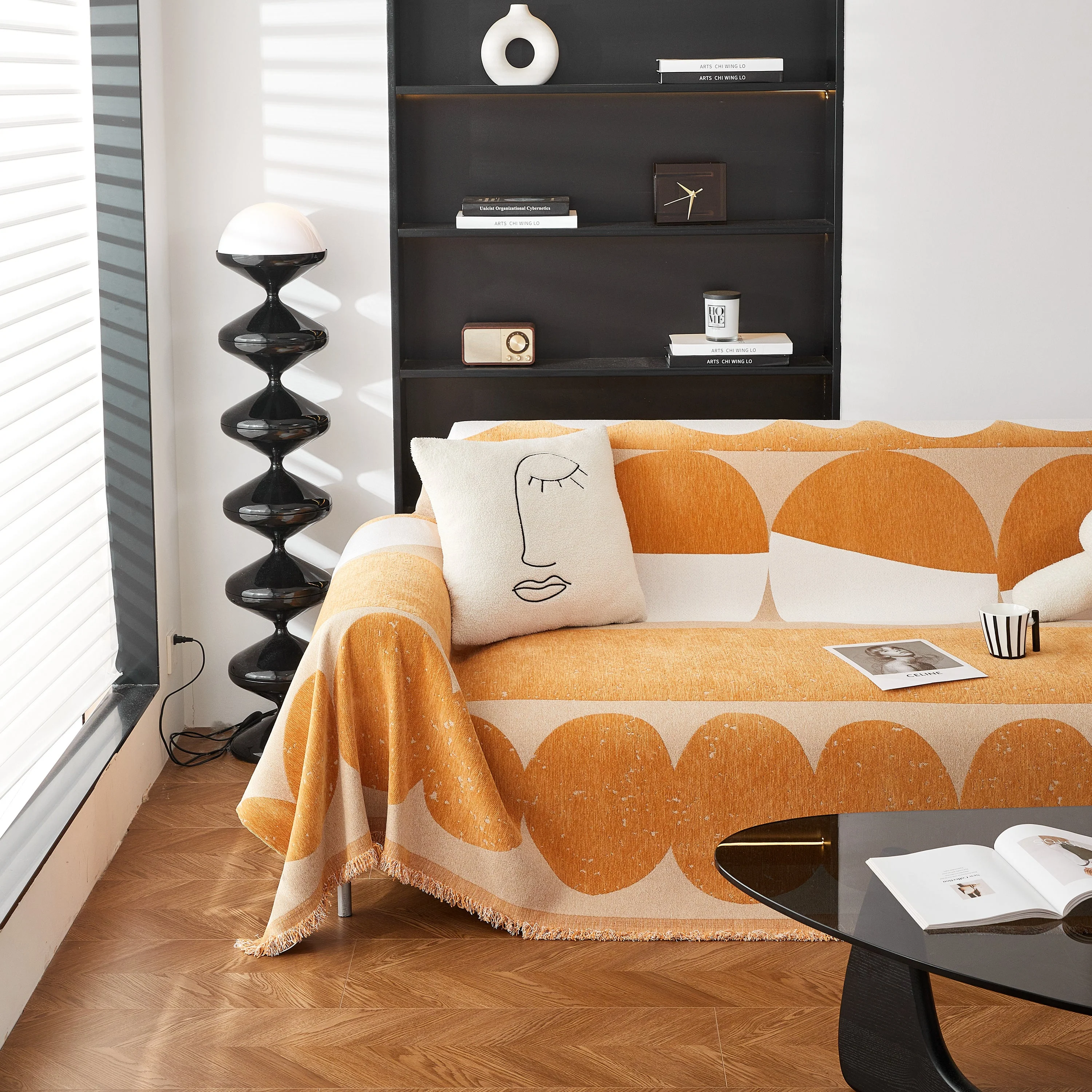 Chenille Circular Motif Sofa Protector Cover, Sofa Slipcovers L Shape, Sectional Sofa Couch Covers - Image 10