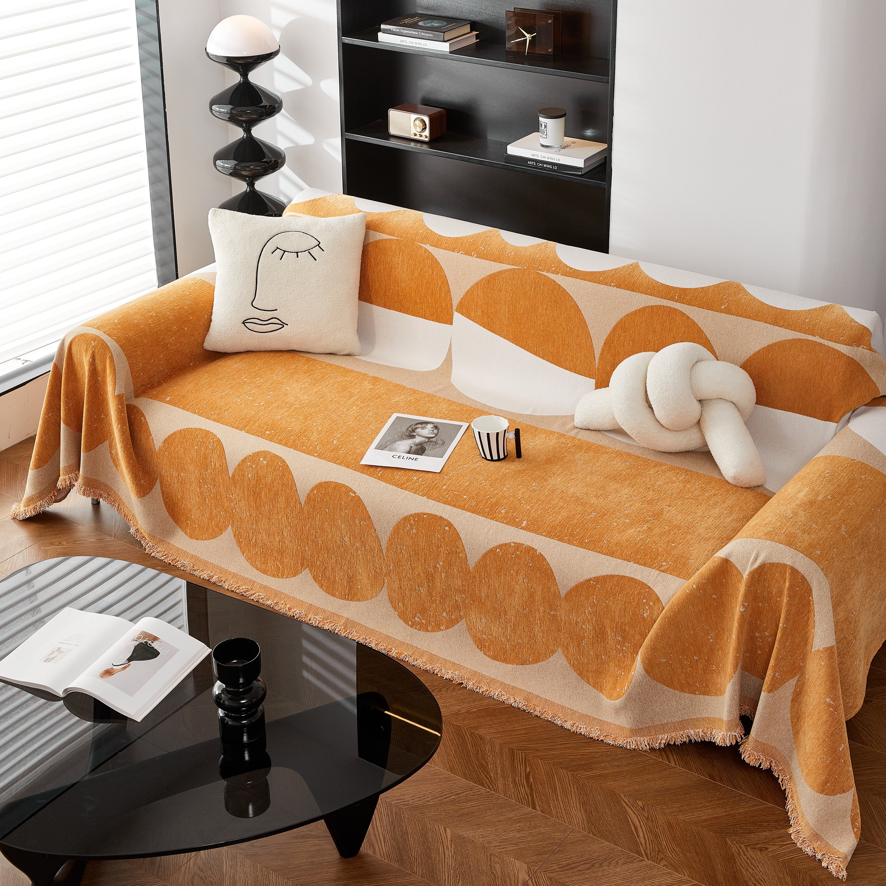 Chenille Circular Motif Sofa Protector Cover, Sofa Slipcovers L Shape, Sectional Sofa Couch Covers - Image 12