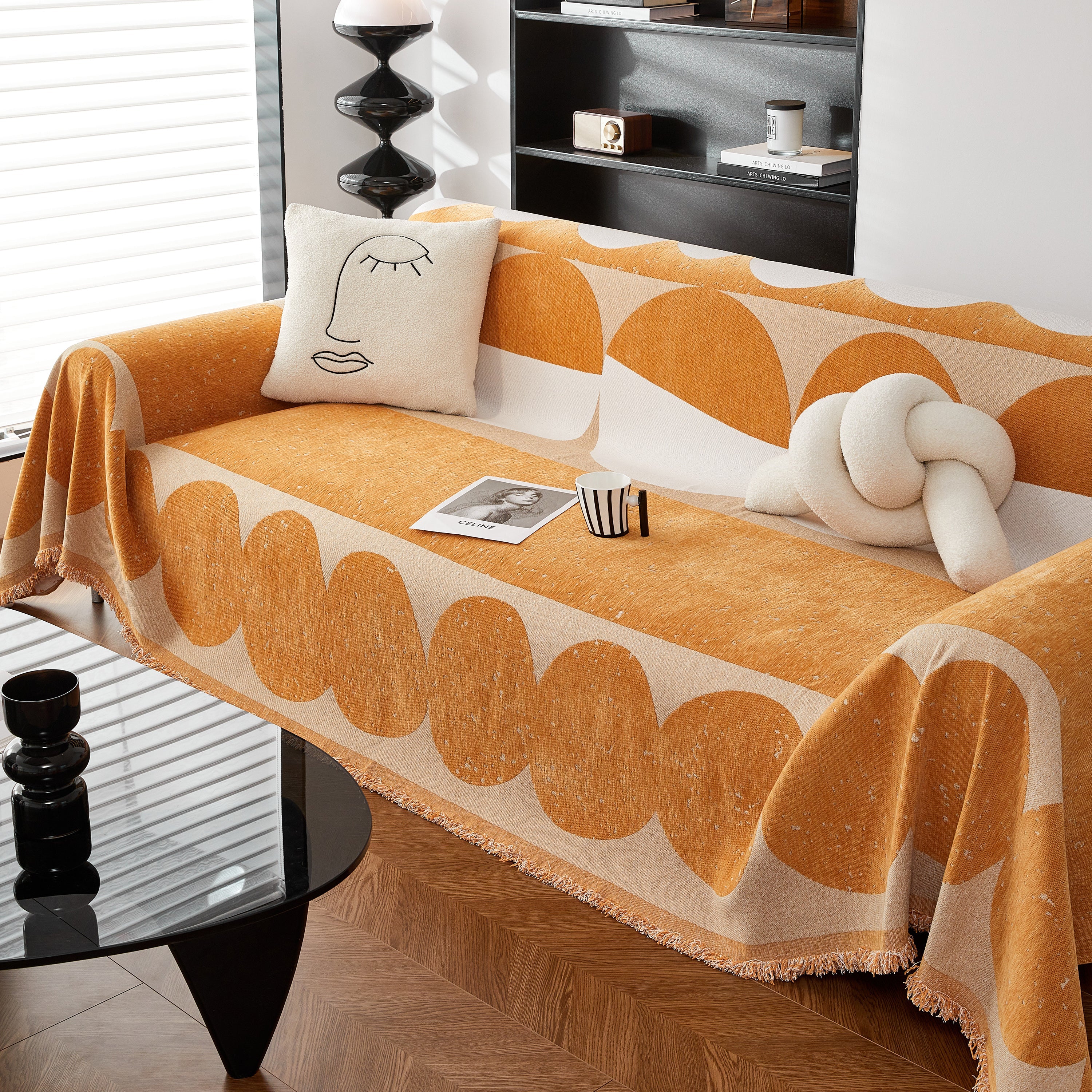 Chenille Circular Motif Sofa Protector Cover, Sofa Slipcovers L Shape, Sectional Sofa Couch Covers - Image 13