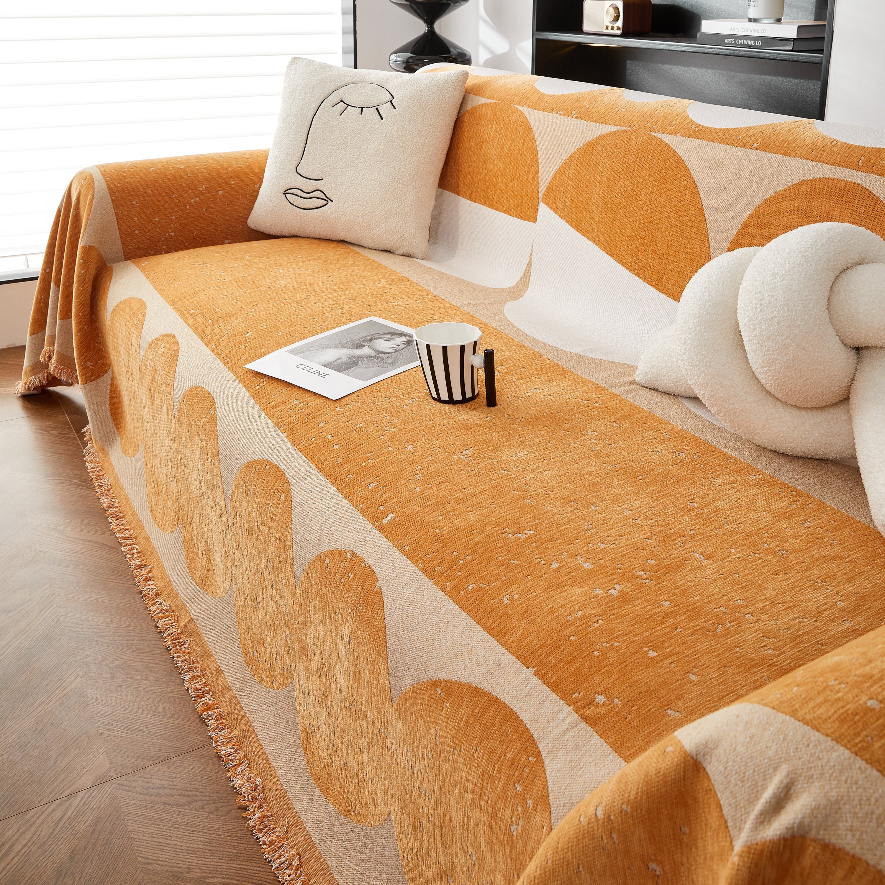 Chenille Circular Motif Sofa Protector Cover, Sofa Slipcovers L Shape, Sectional Sofa Couch Covers - Image 17