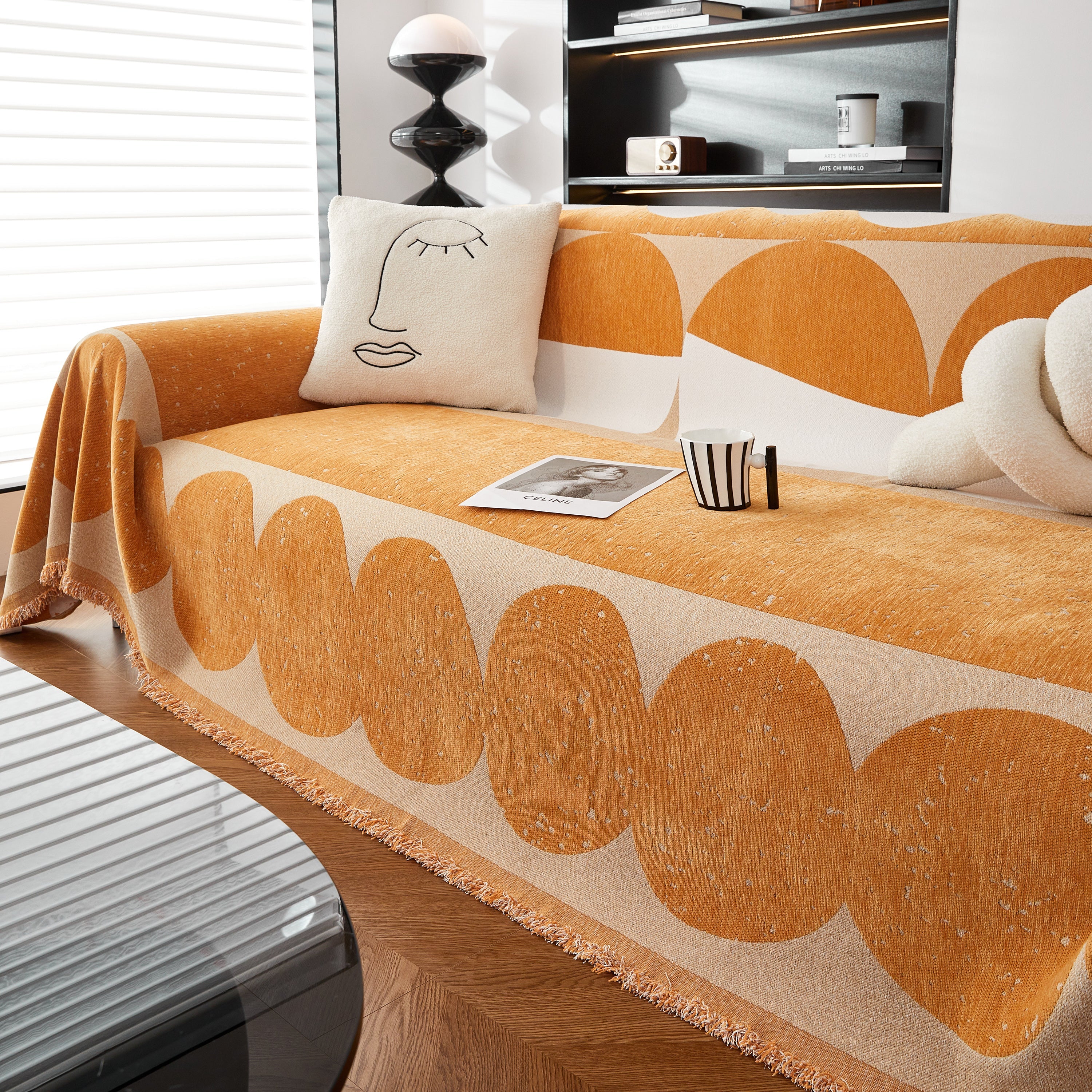 Chenille Circular Motif Sofa Protector Cover, Sofa Slipcovers L Shape, Sectional Sofa Couch Covers - Image 18