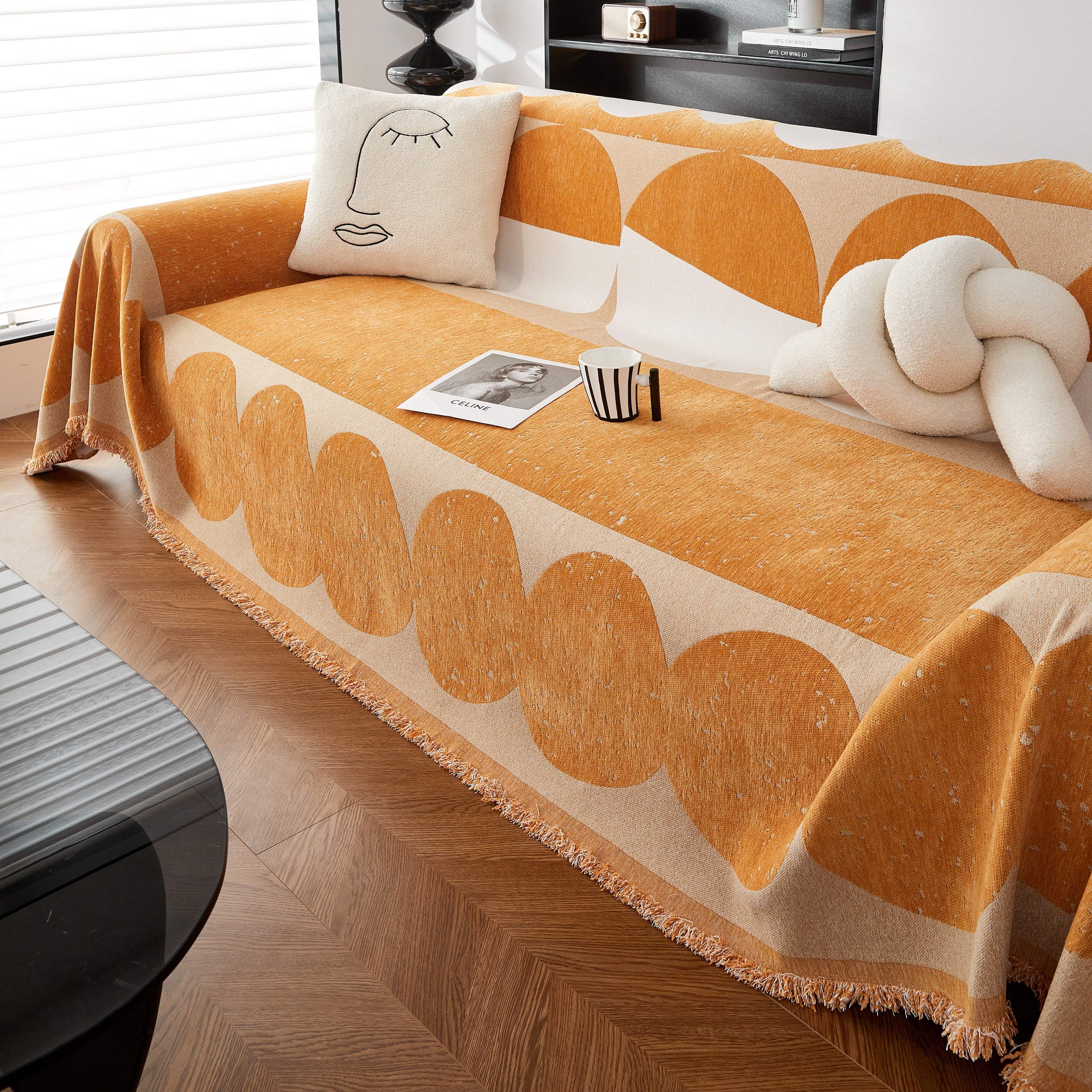 Chenille Circular Motif Sofa Protector Cover, Sofa Slipcovers L Shape, Sectional Sofa Couch Covers - Image 19