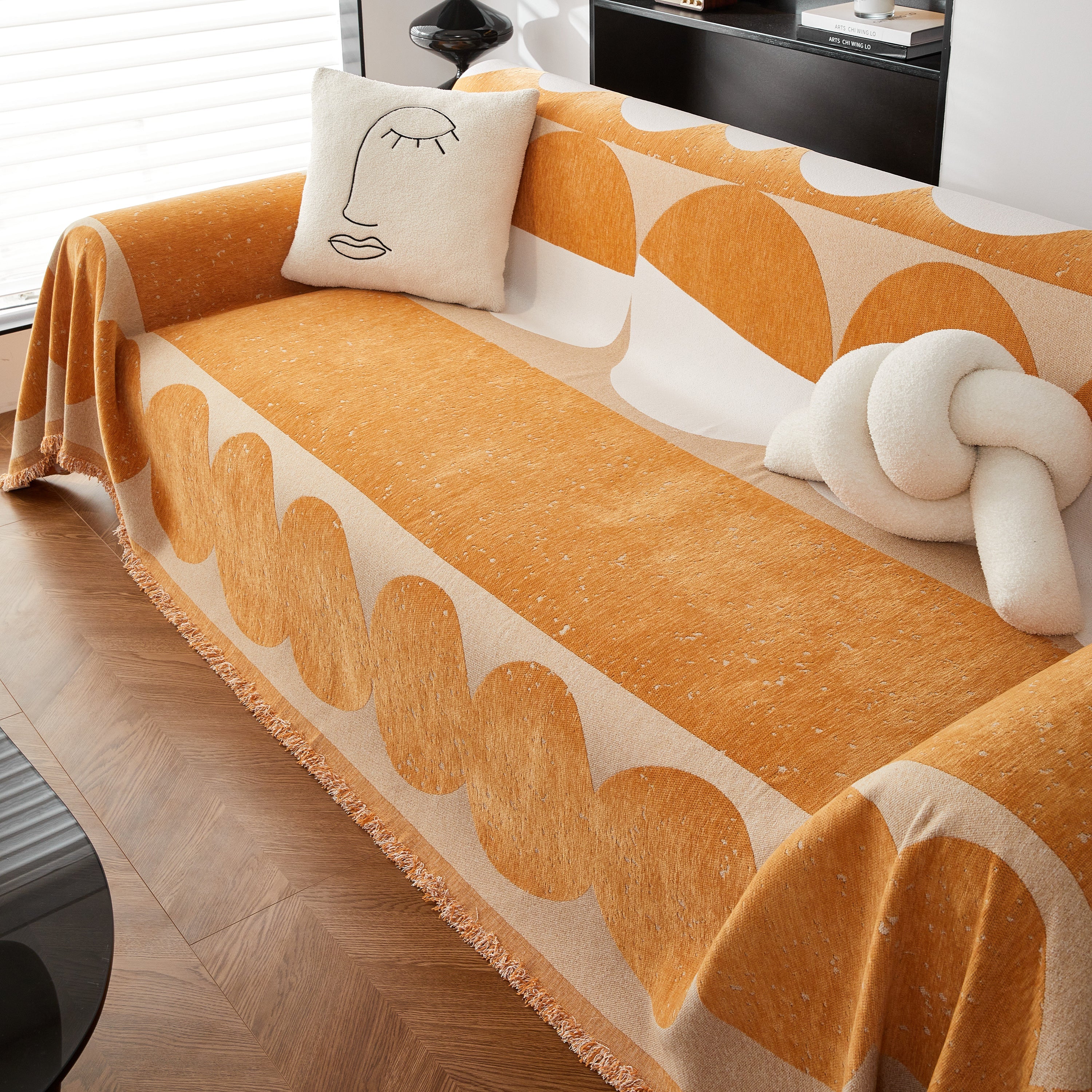 Chenille Circular Motif Sofa Protector Cover, Sofa Slipcovers L Shape, Sectional Sofa Couch Covers - Image 20