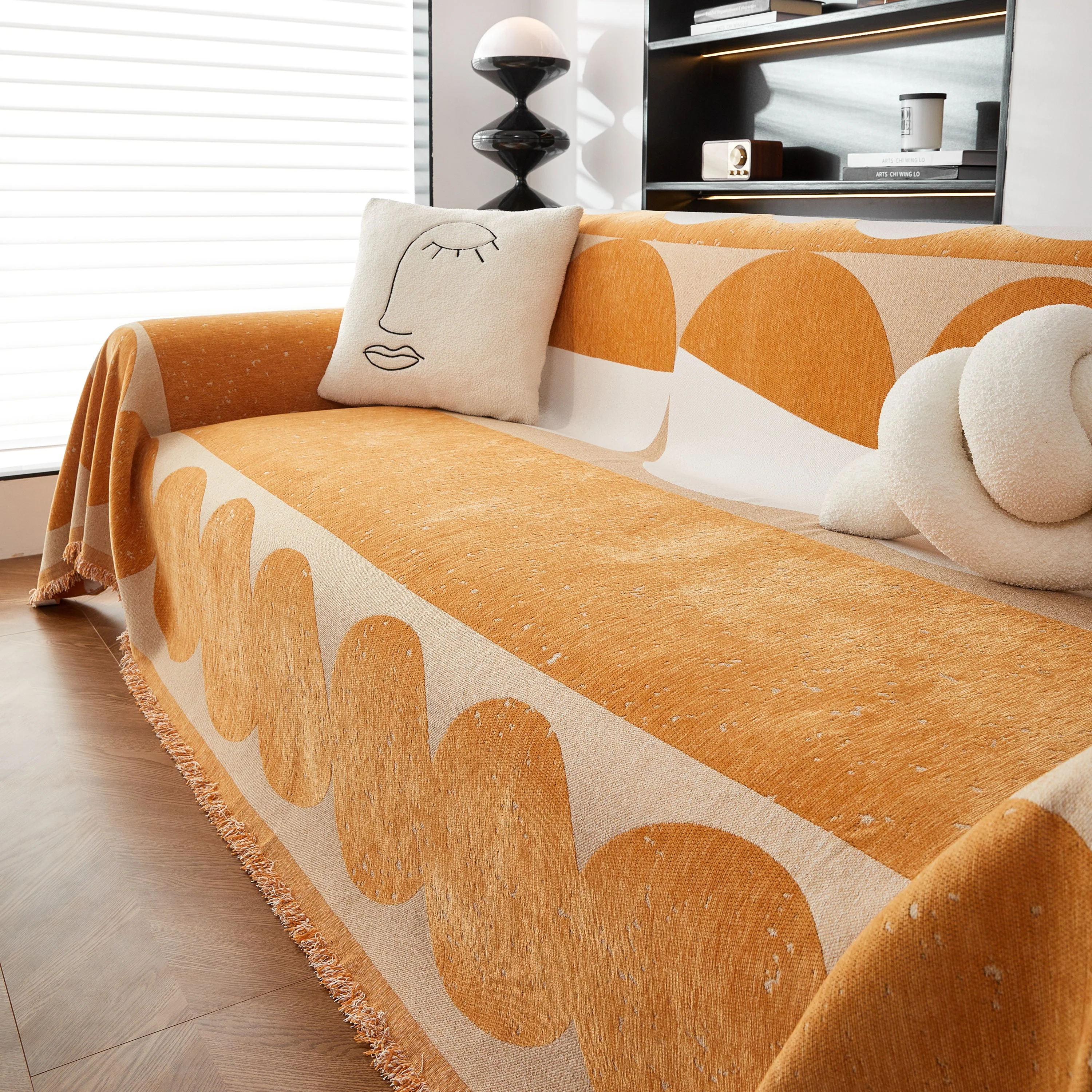 Chenille Circular Motif Sofa Protector Cover, Sofa Slipcovers L Shape, Sectional Sofa Couch Covers - Image 21