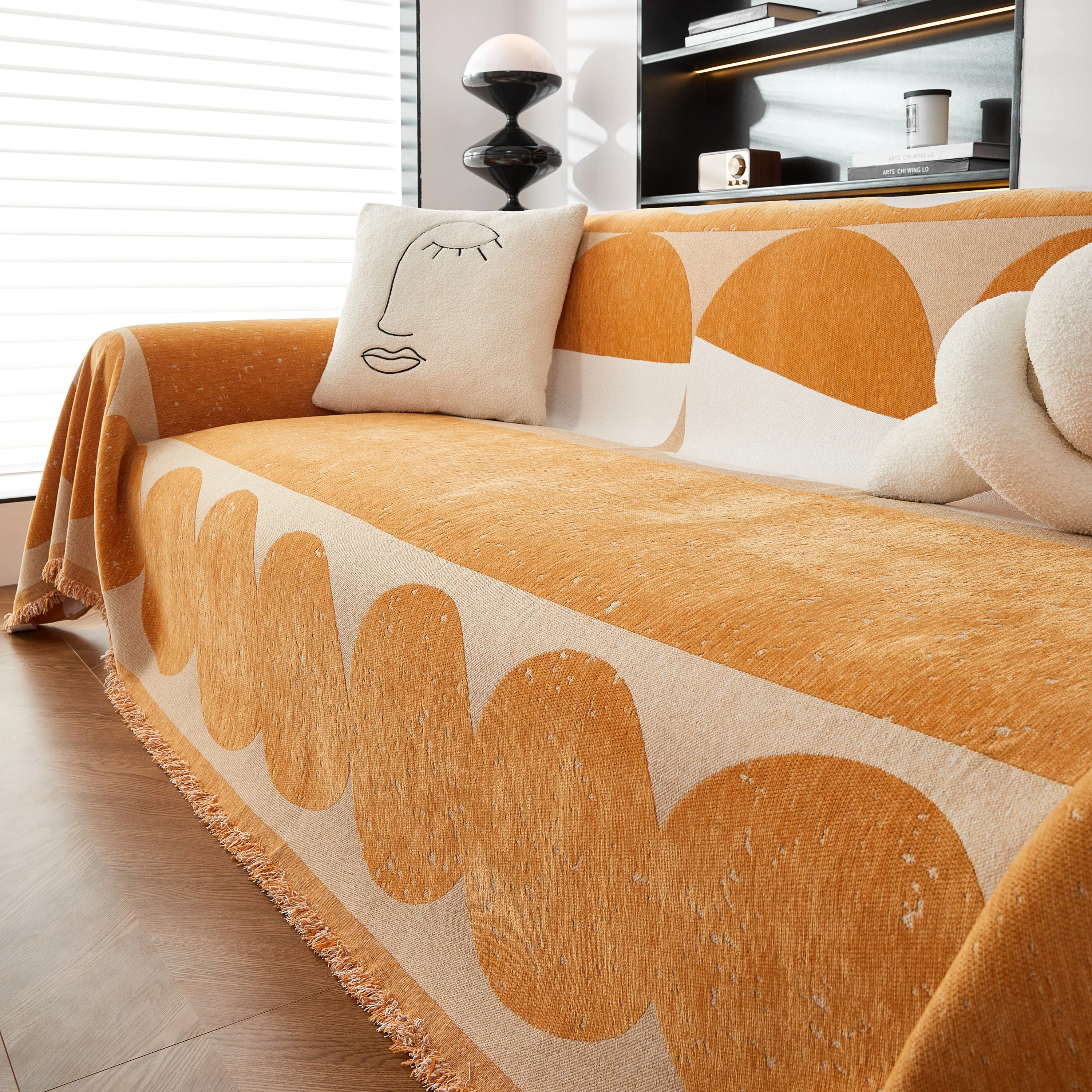 Chenille Circular Motif Sofa Protector Cover, Sofa Slipcovers L Shape, Sectional Sofa Couch Covers - Image 22
