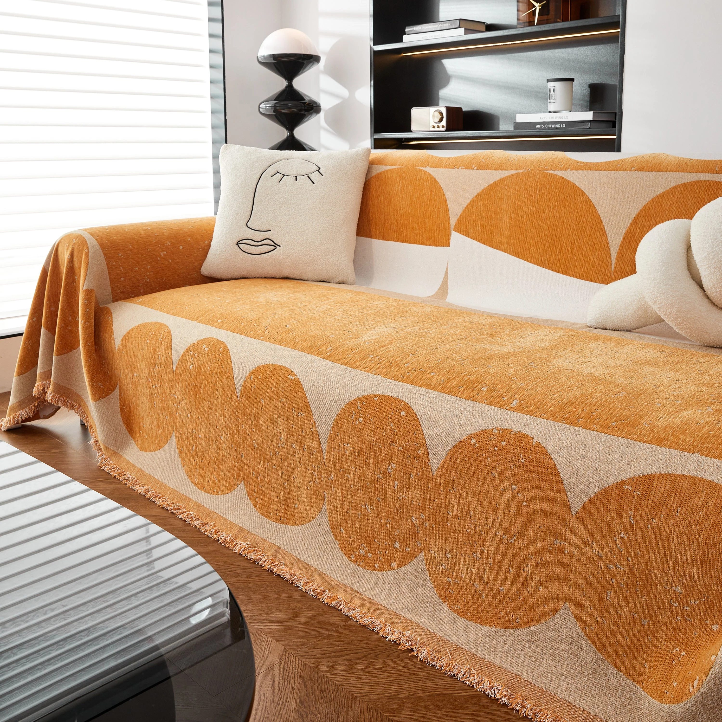 Chenille Circular Motif Sofa Protector Cover, Sofa Slipcovers L Shape, Sectional Sofa Couch Covers - Image 23