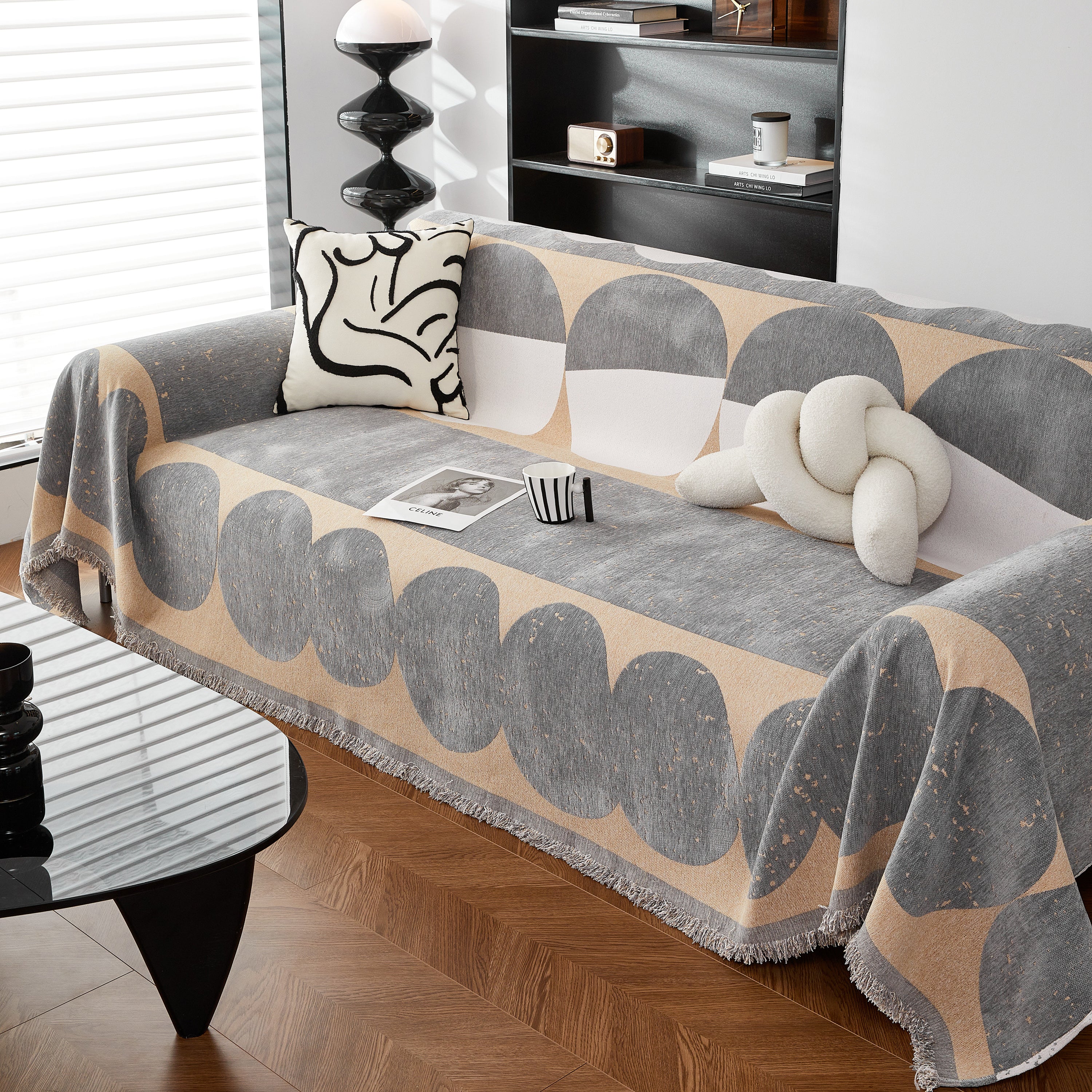 Chenille Circular Motif Sofa Protector Cover, Sofa Slipcovers L Shape, Sectional Sofa Couch Covers - Image 28