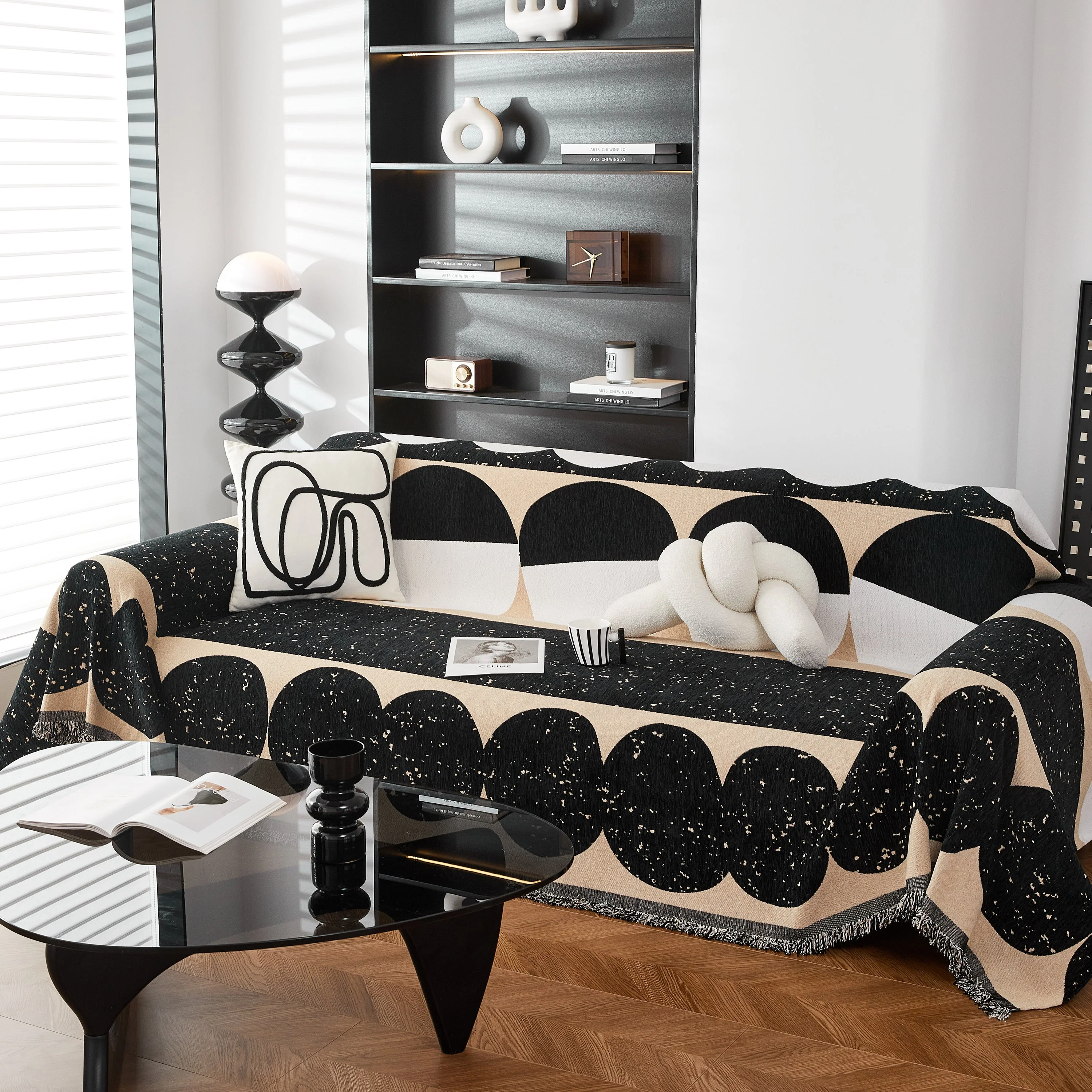 Chenille Circular Motif Sofa Protector Cover, Sofa Slipcovers L Shape, Sectional Sofa Couch Covers - Image 32