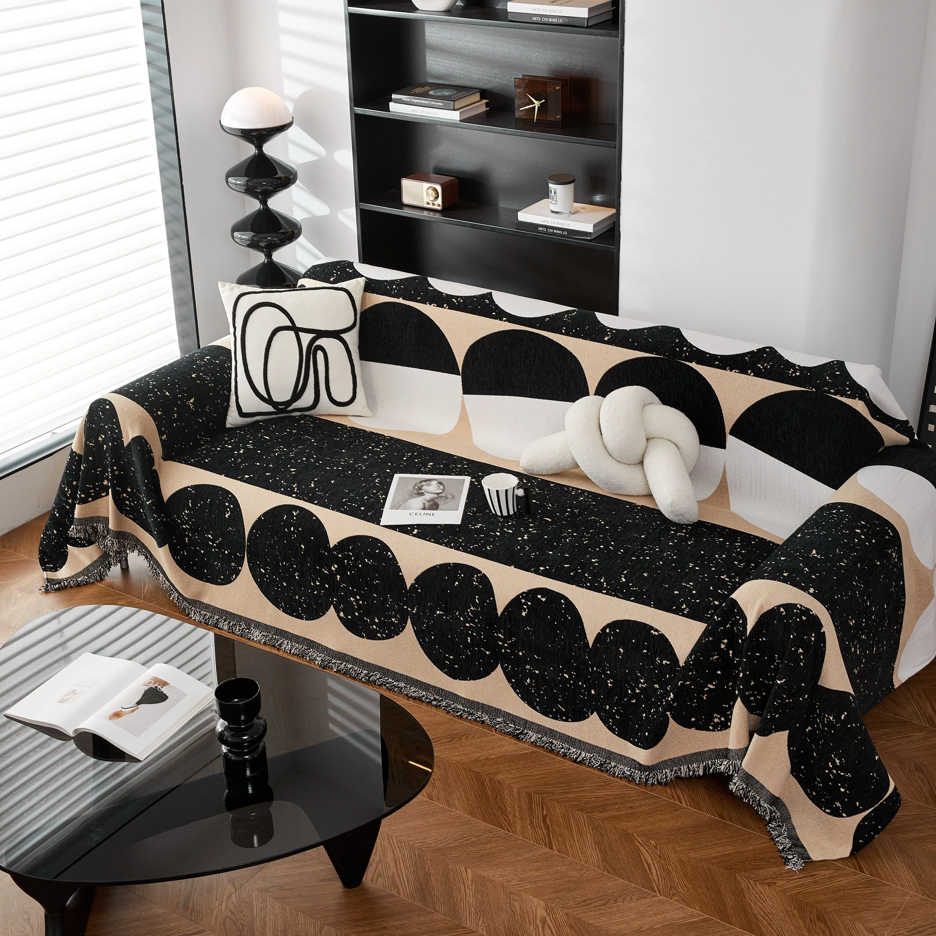 Chenille Circular Motif Sofa Protector Cover, Sofa Slipcovers L Shape, Sectional Sofa Couch Covers - Image 34
