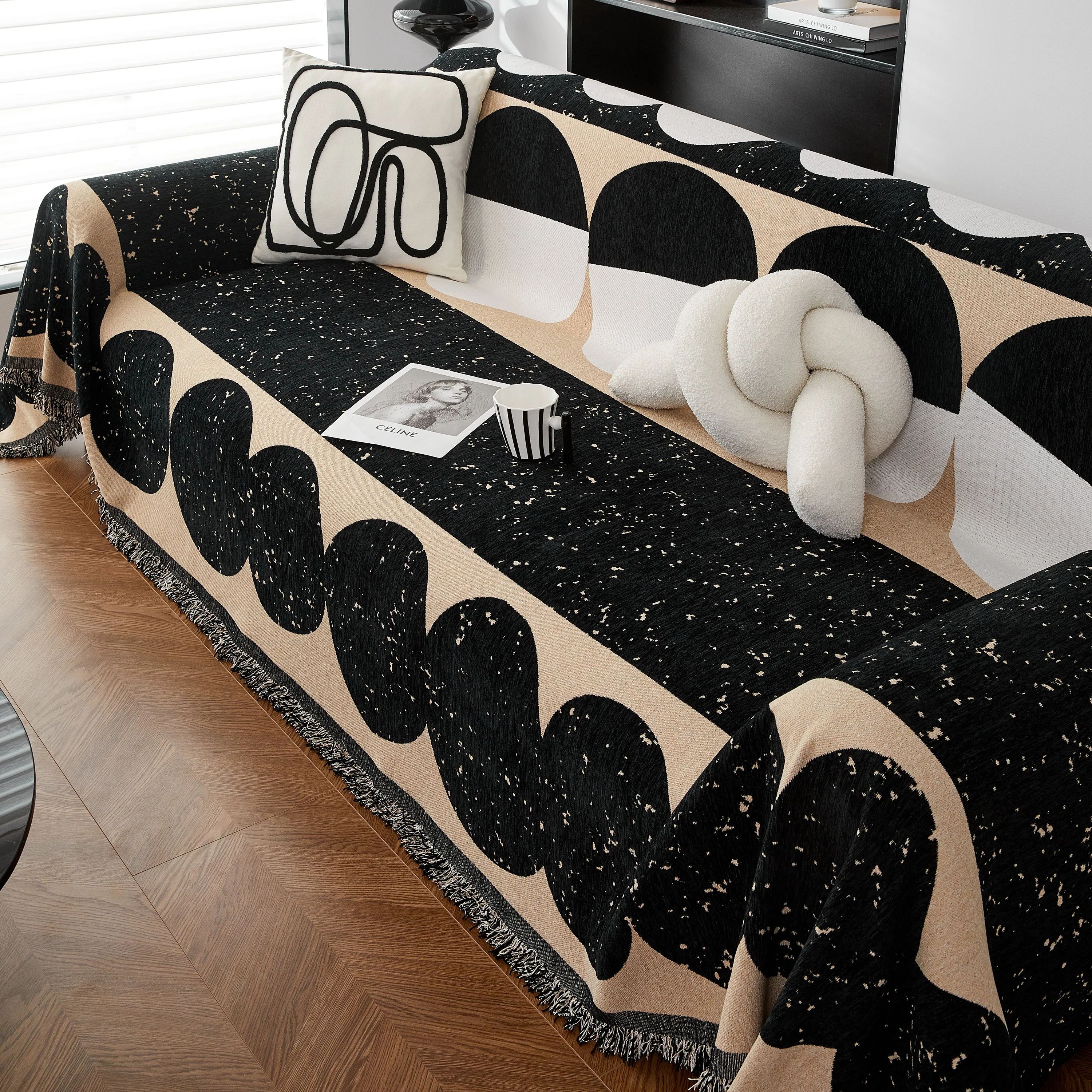 Chenille Circular Motif Sofa Protector Cover, Sofa Slipcovers L Shape, Sectional Sofa Couch Covers - Image 36