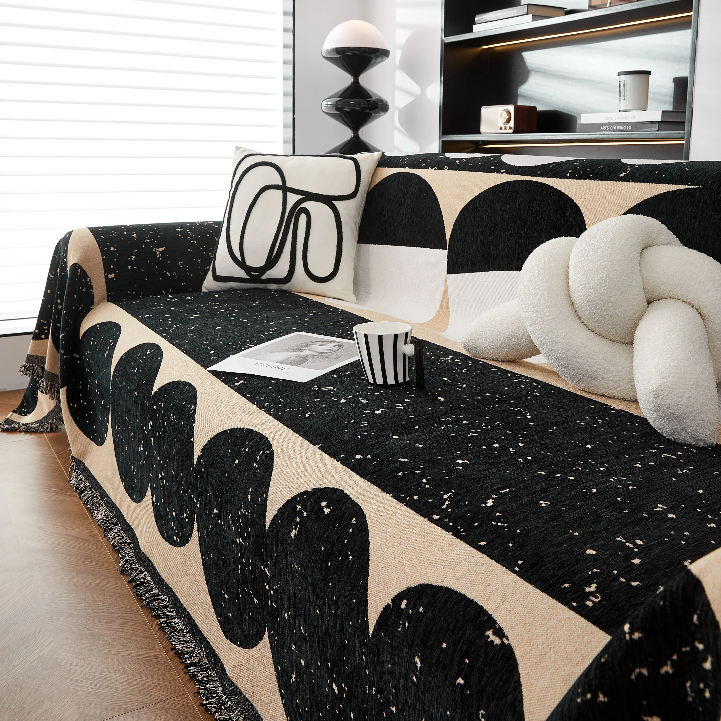 Chenille Circular Motif Sofa Protector Cover, Sofa Slipcovers L Shape, Sectional Sofa Couch Covers - Image 38
