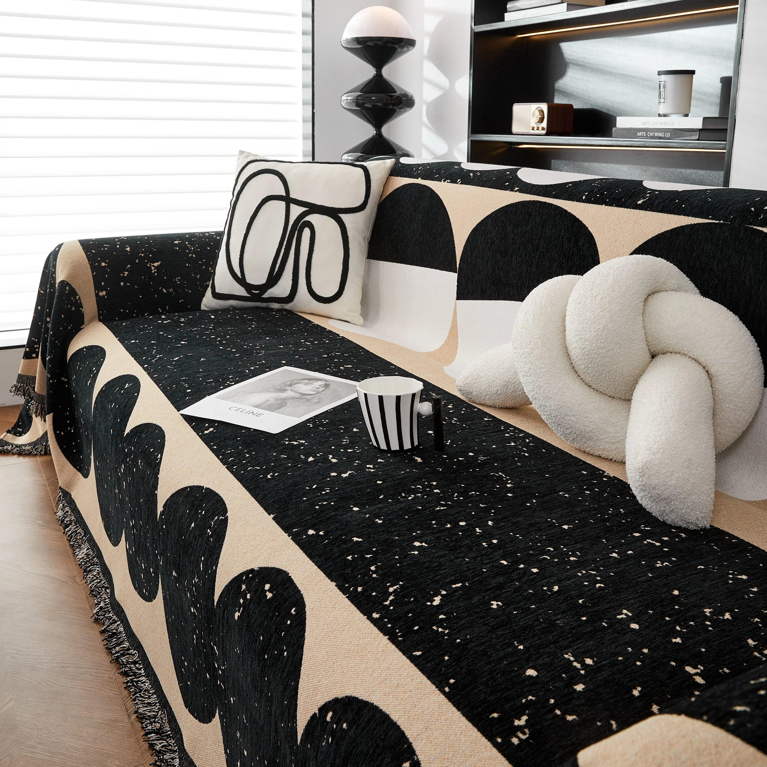 Chenille Circular Motif Sofa Protector Cover, Sofa Slipcovers L Shape, Sectional Sofa Couch Covers - Image 40