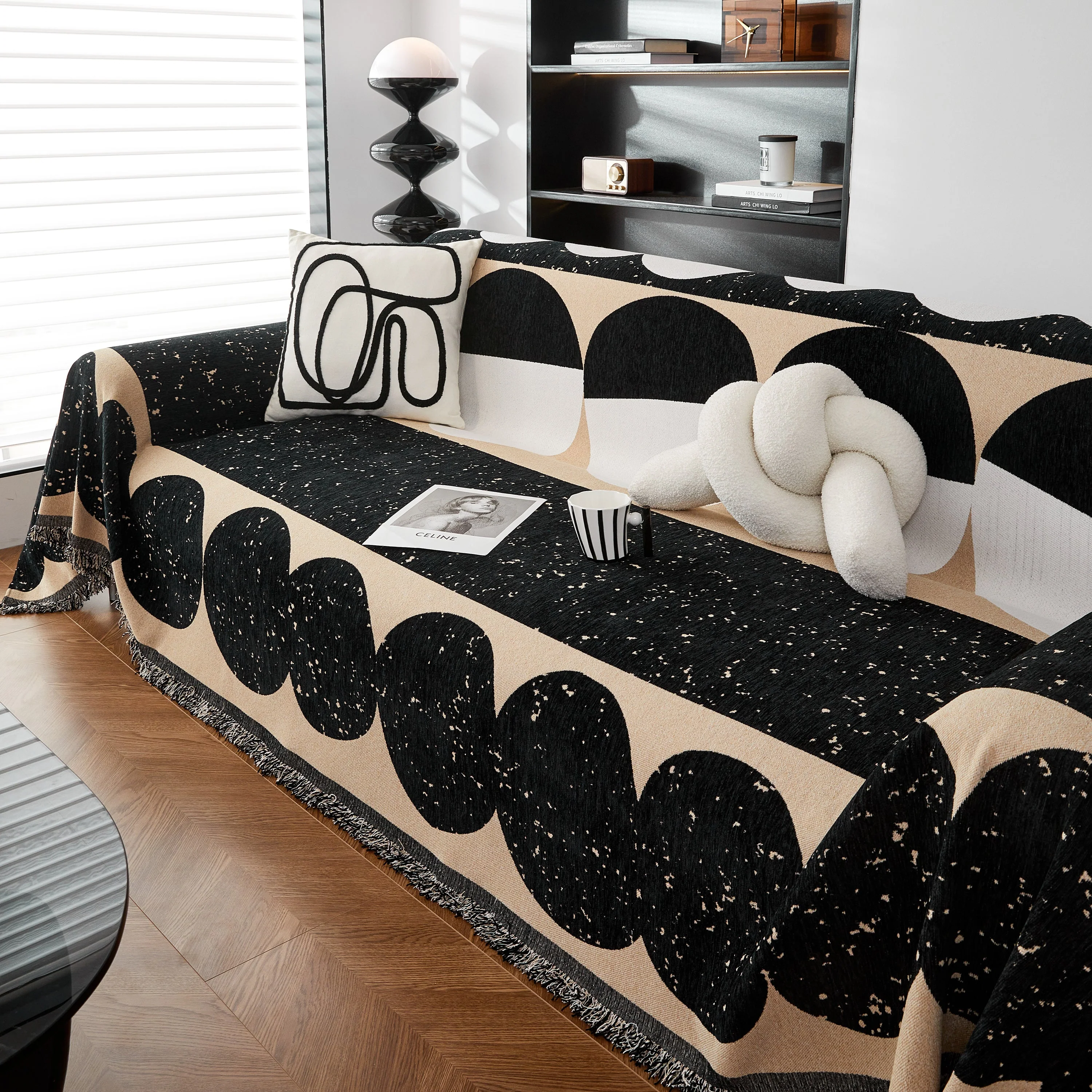 Chenille Circular Motif Sofa Protector Cover, Sofa Slipcovers L Shape, Sectional Sofa Couch Covers - Image 41