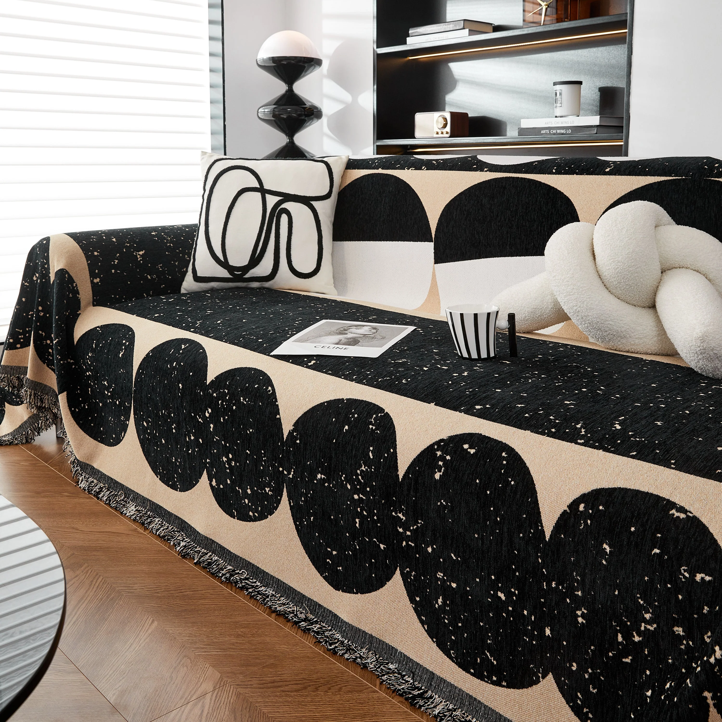 Chenille Circular Motif Sofa Protector Cover, Sofa Slipcovers L Shape, Sectional Sofa Couch Covers - Image 42