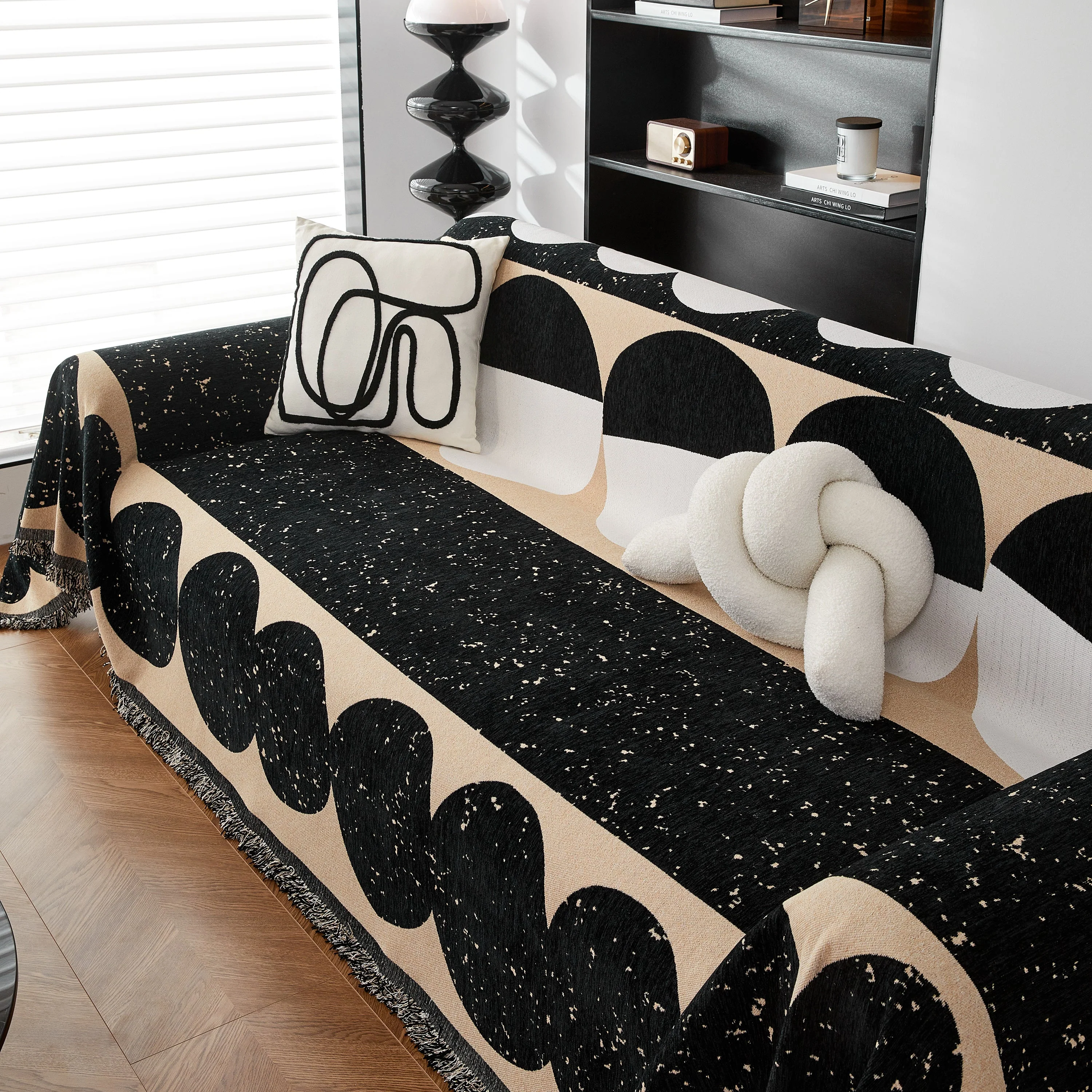 Chenille Circular Motif Sofa Protector Cover, Sofa Slipcovers L Shape, Sectional Sofa Couch Covers - Image 43