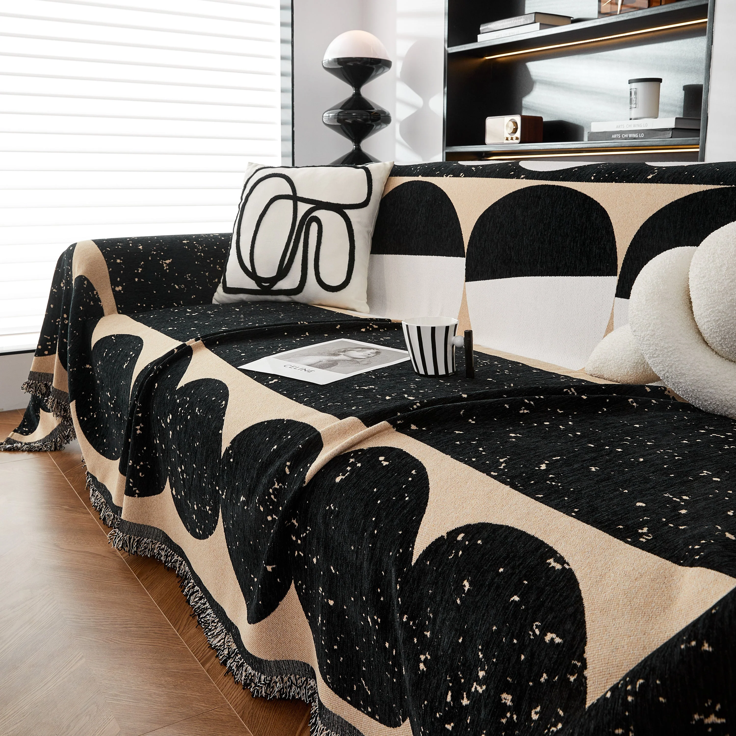 Chenille Circular Motif Sofa Protector Cover, Sofa Slipcovers L Shape, Sectional Sofa Couch Covers - Image 48