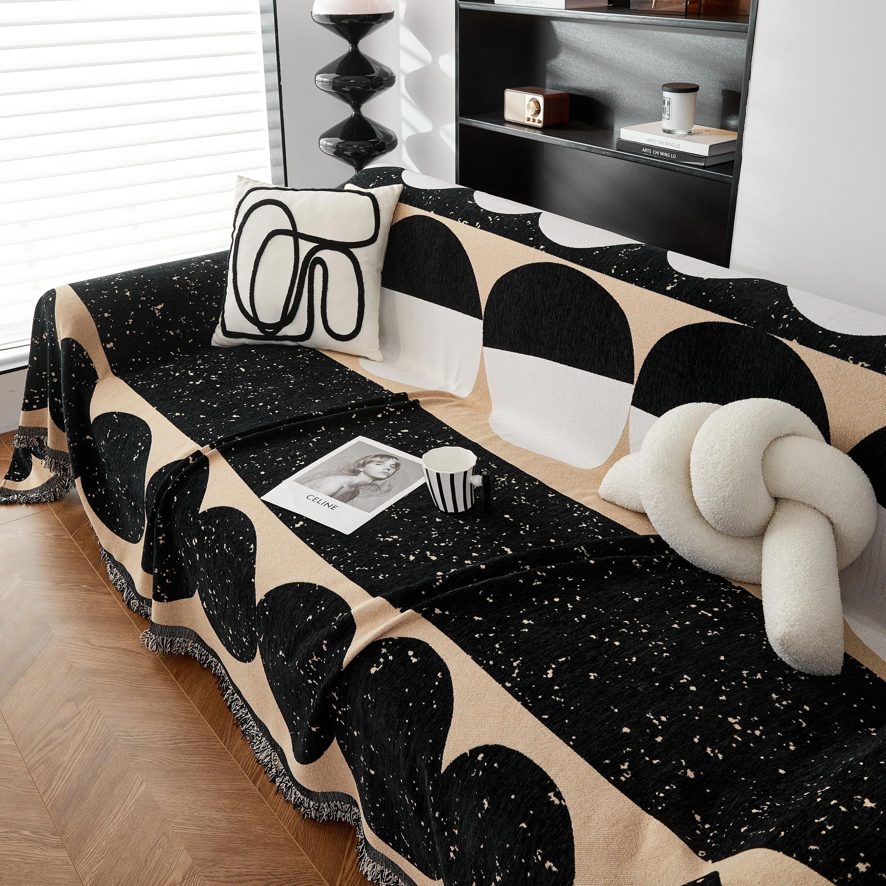 Chenille Circular Motif Sofa Protector Cover, Sofa Slipcovers L Shape, Sectional Sofa Couch Covers - Image 49