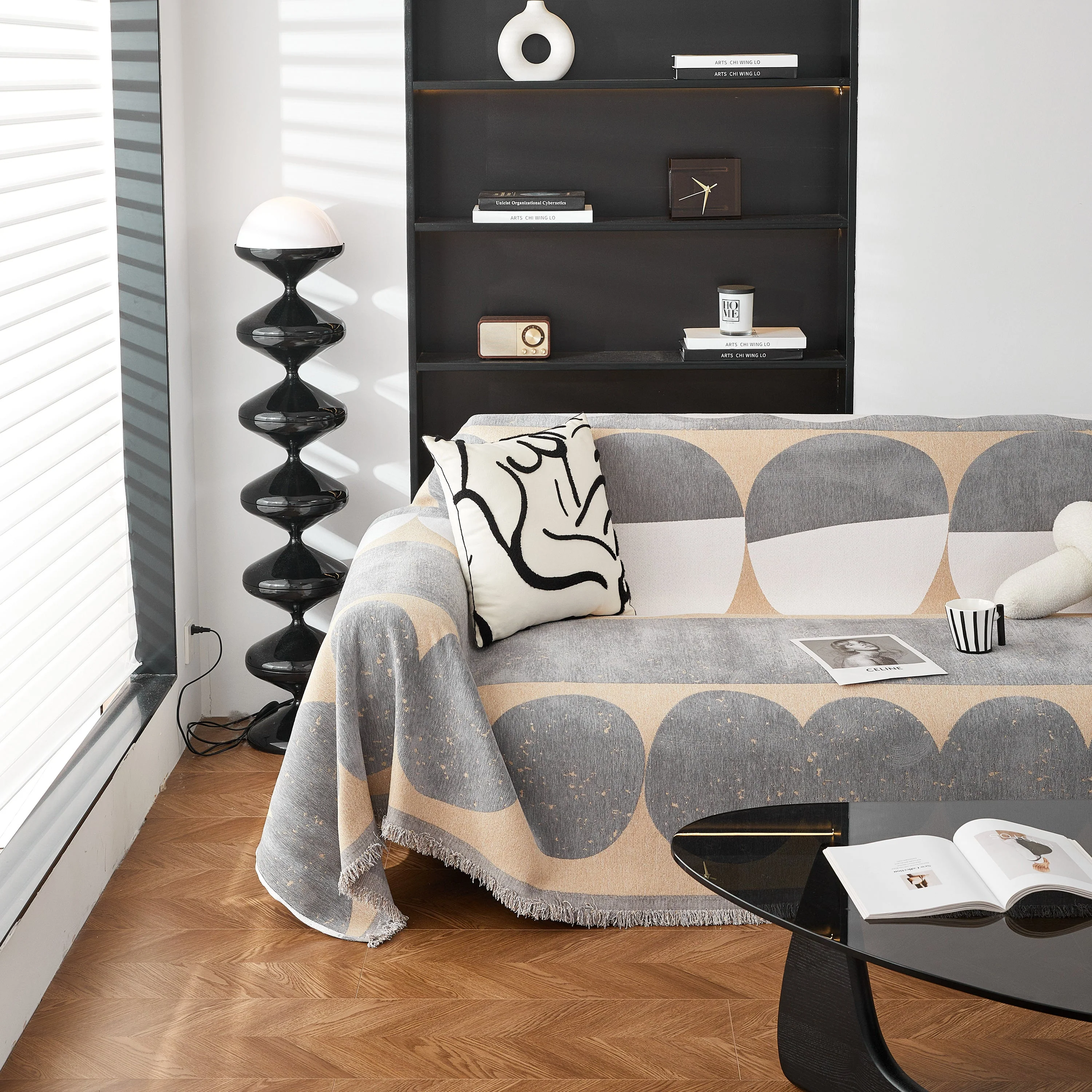 Chenille Circular Motif Sofa Protector Cover, Sofa Slipcovers L Shape, Sectional Sofa Couch Covers - Image 58