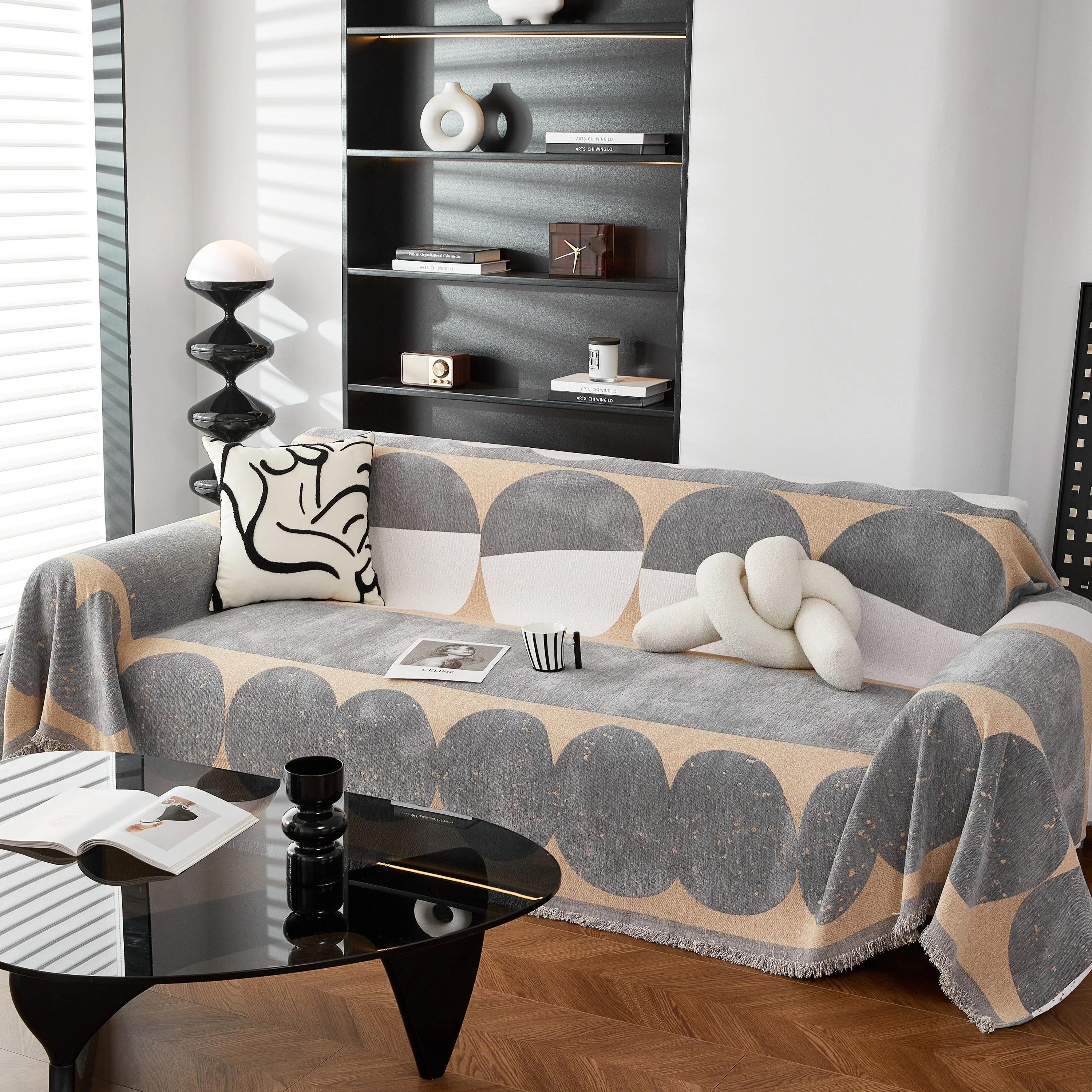 Chenille Circular Motif Sofa Protector Cover, Sofa Slipcovers L Shape, Sectional Sofa Couch Covers - Image 59