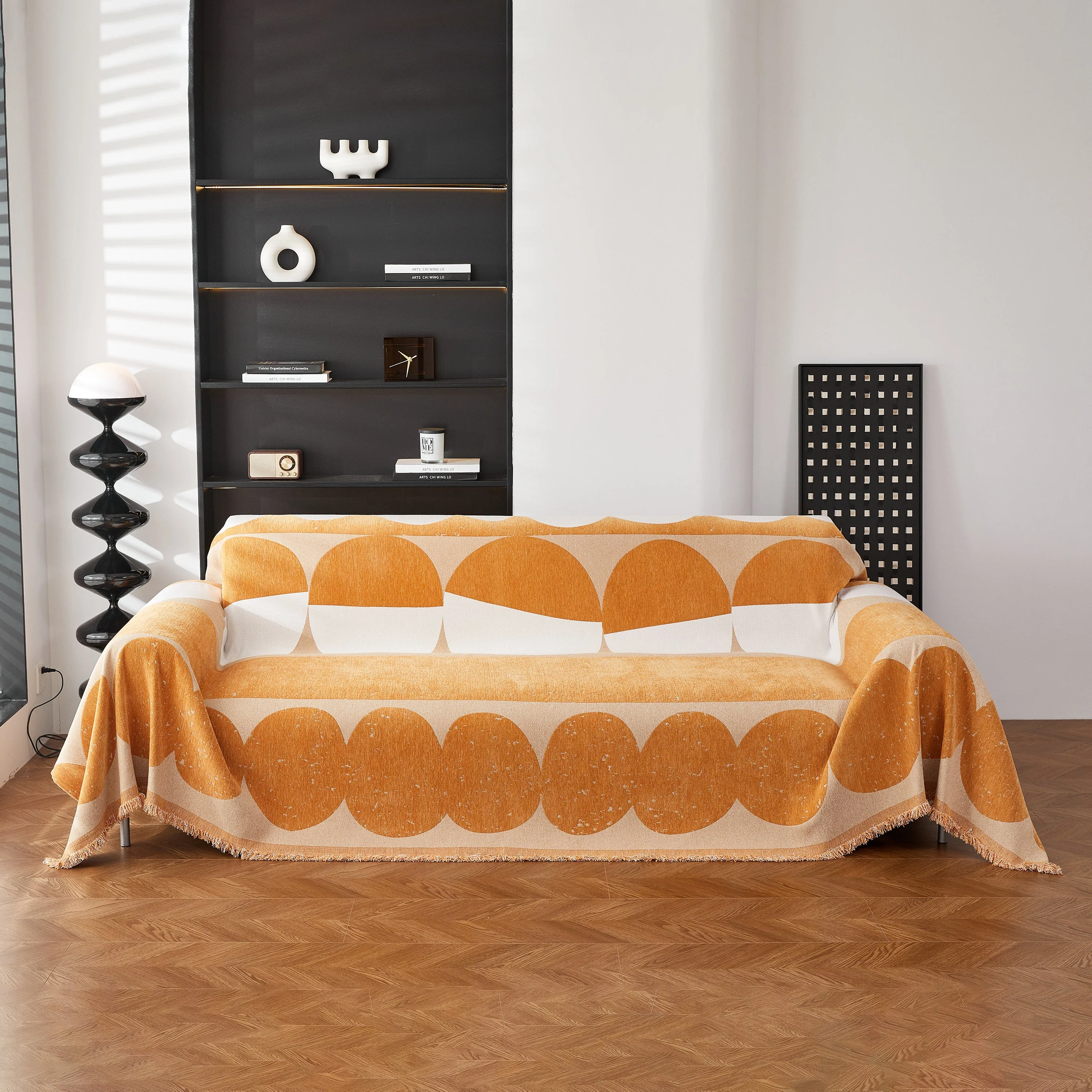 Chenille Circular Motif Sofa Protector Cover, Sofa Slipcovers L Shape, Sectional Sofa Couch Covers - Image 6