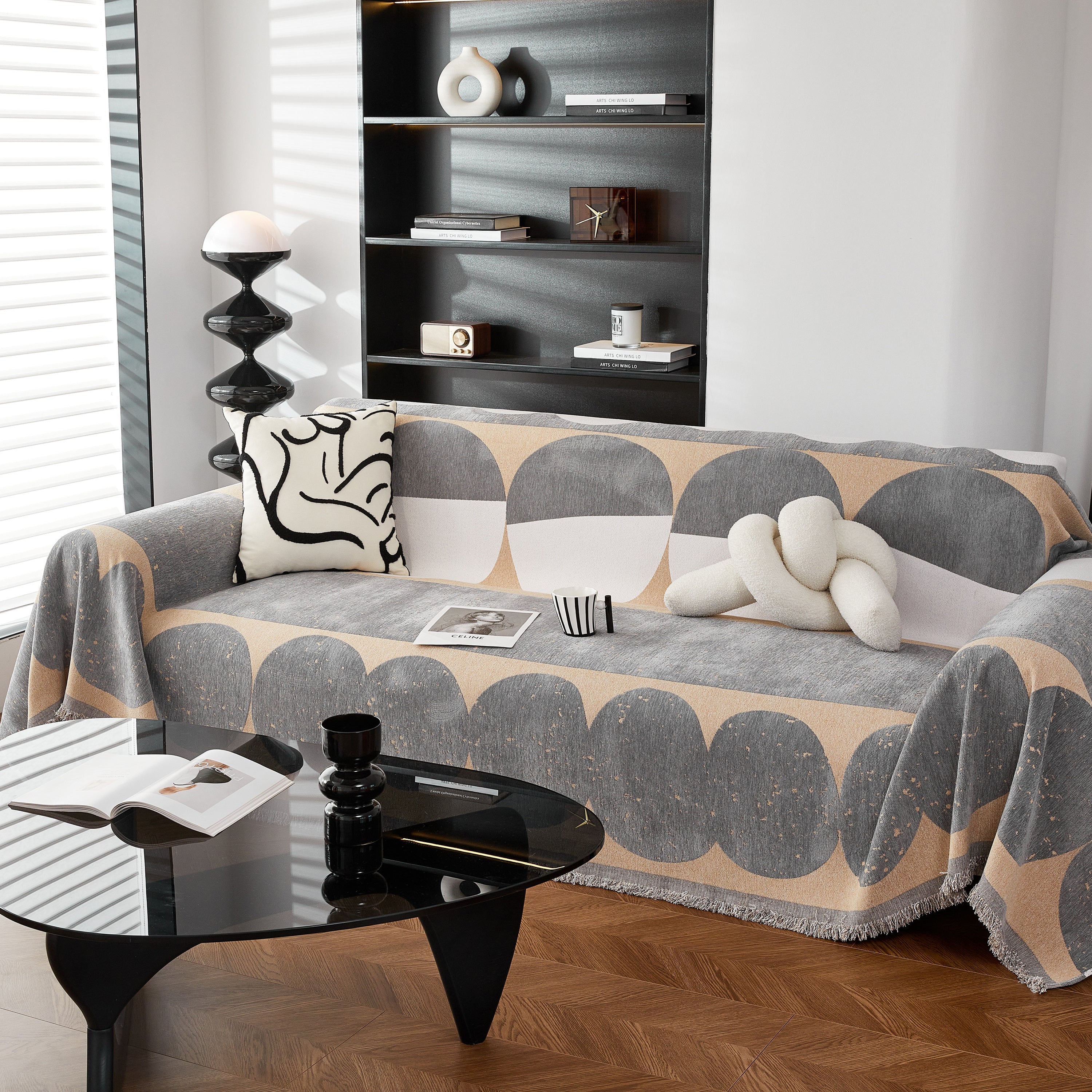 Chenille Circular Motif Sofa Protector Cover, Sofa Slipcovers L Shape, Sectional Sofa Couch Covers - Image 60