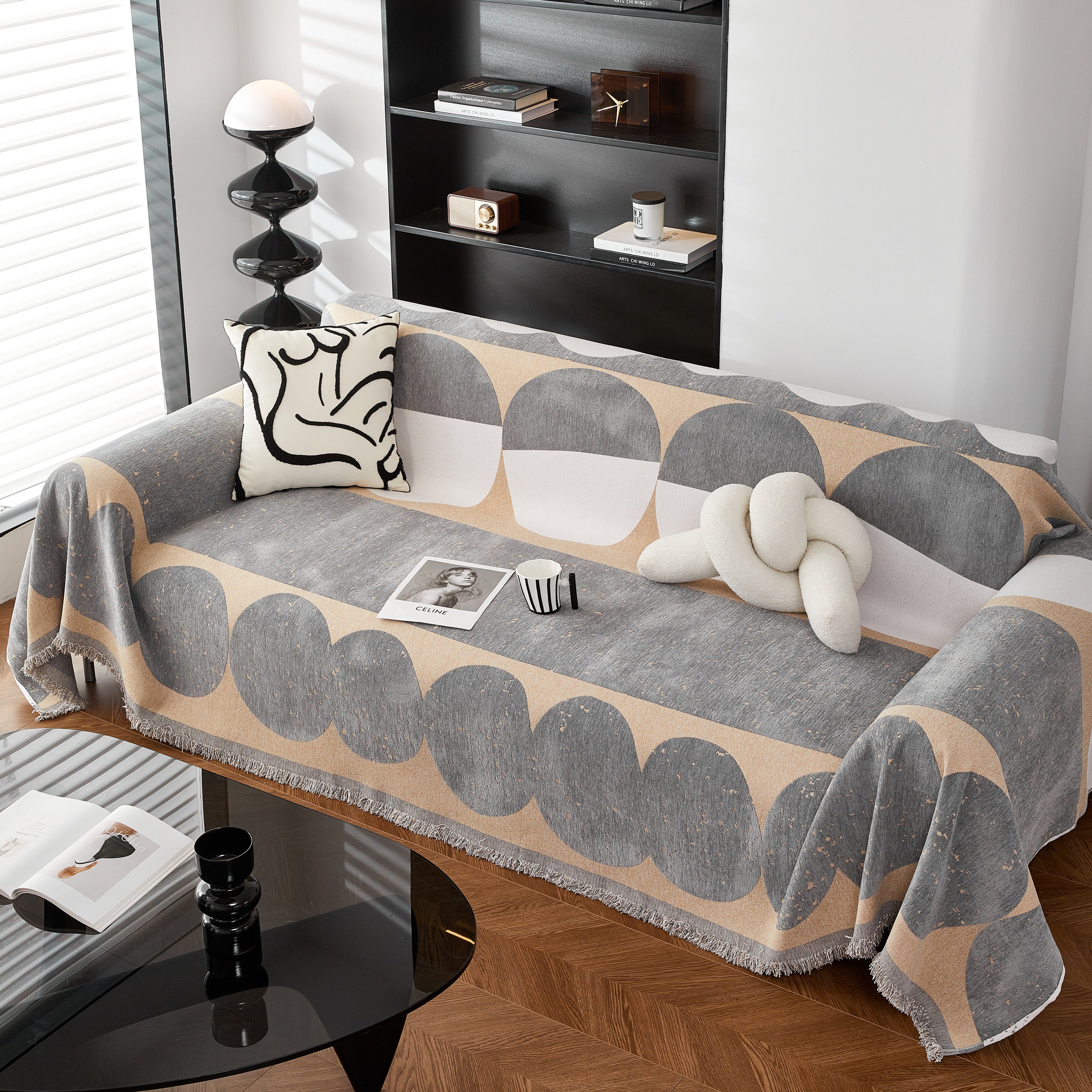 Chenille Circular Motif Sofa Protector Cover, Sofa Slipcovers L Shape, Sectional Sofa Couch Covers - Image 61
