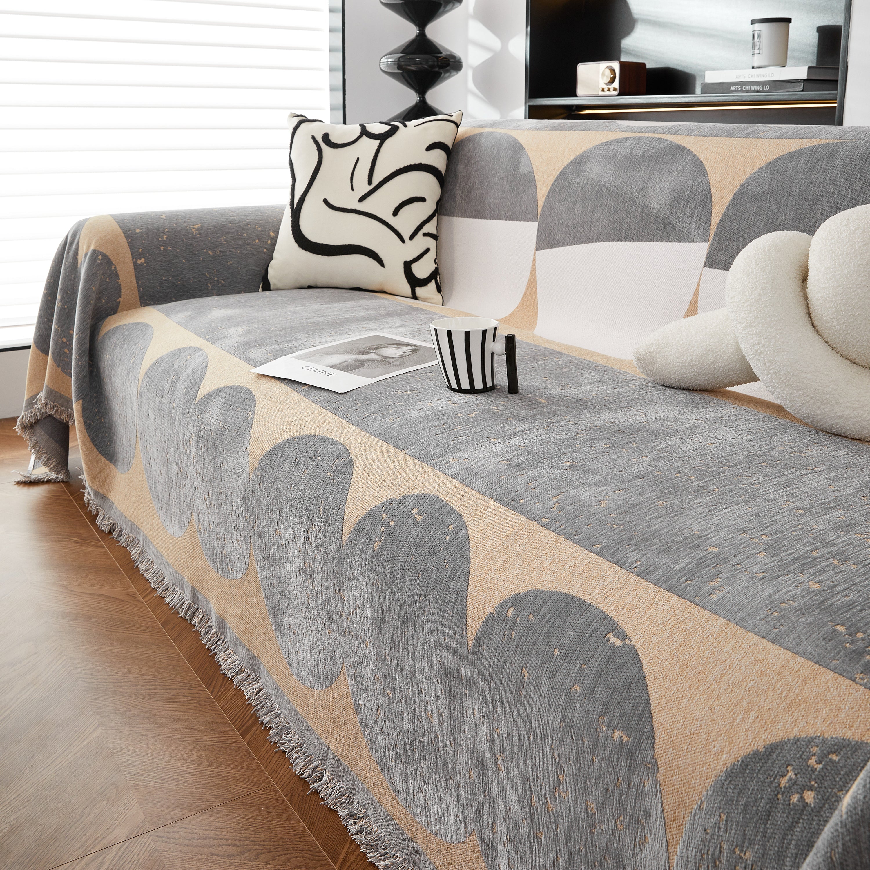 Chenille Circular Motif Sofa Protector Cover, Sofa Slipcovers L Shape, Sectional Sofa Couch Covers - Image 65