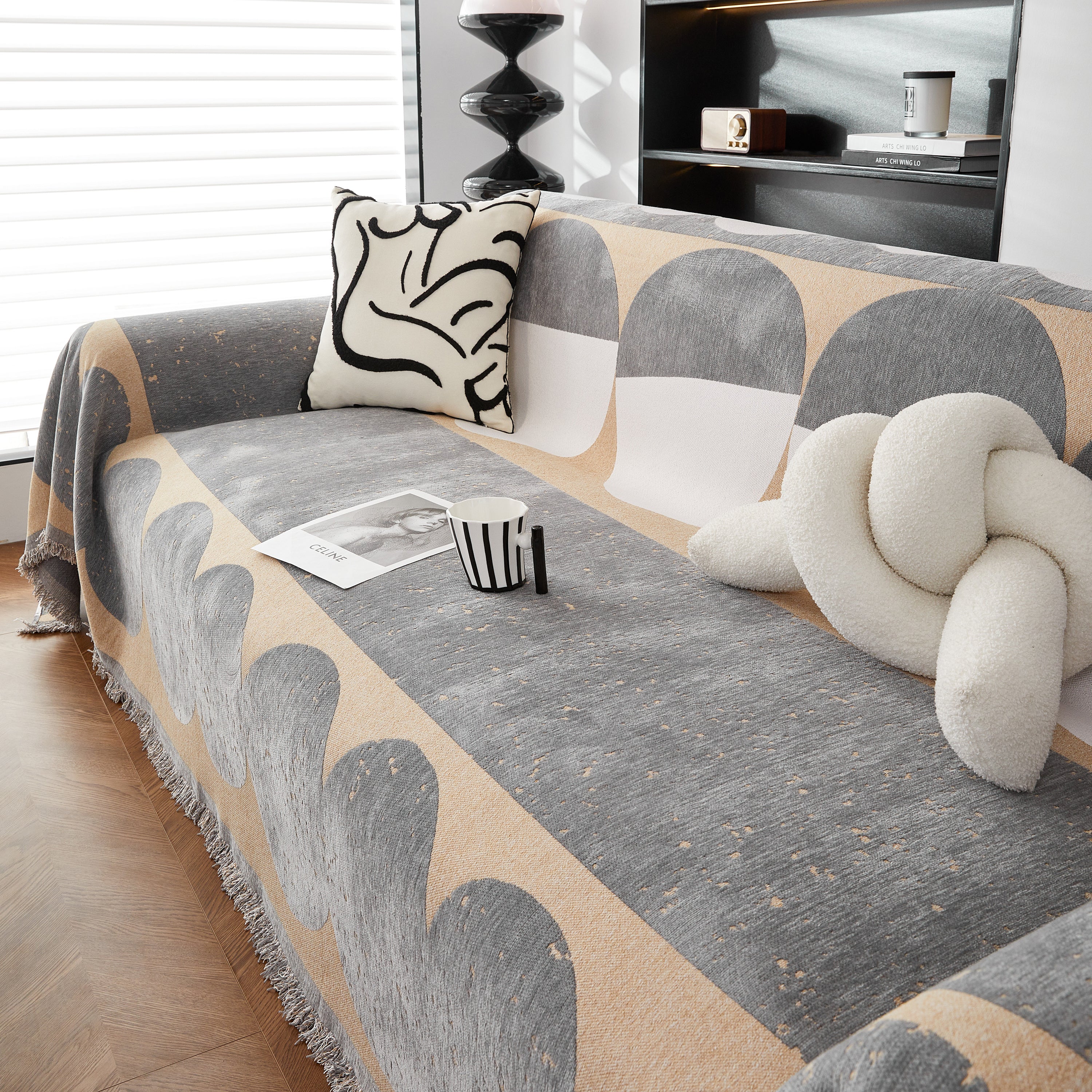 Chenille Circular Motif Sofa Protector Cover, Sofa Slipcovers L Shape, Sectional Sofa Couch Covers - Image 66