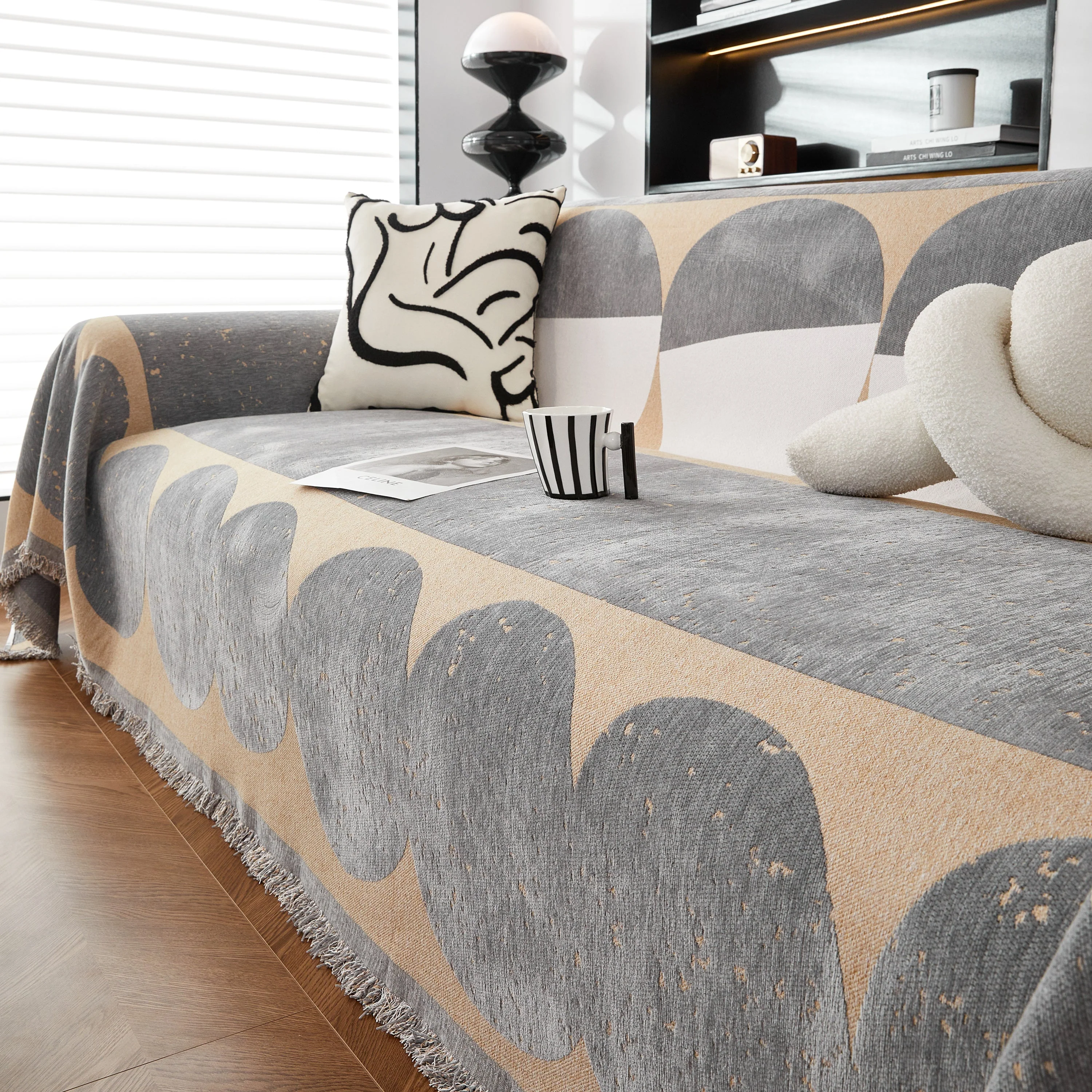 Chenille Circular Motif Sofa Protector Cover, Sofa Slipcovers L Shape, Sectional Sofa Couch Covers - Image 67