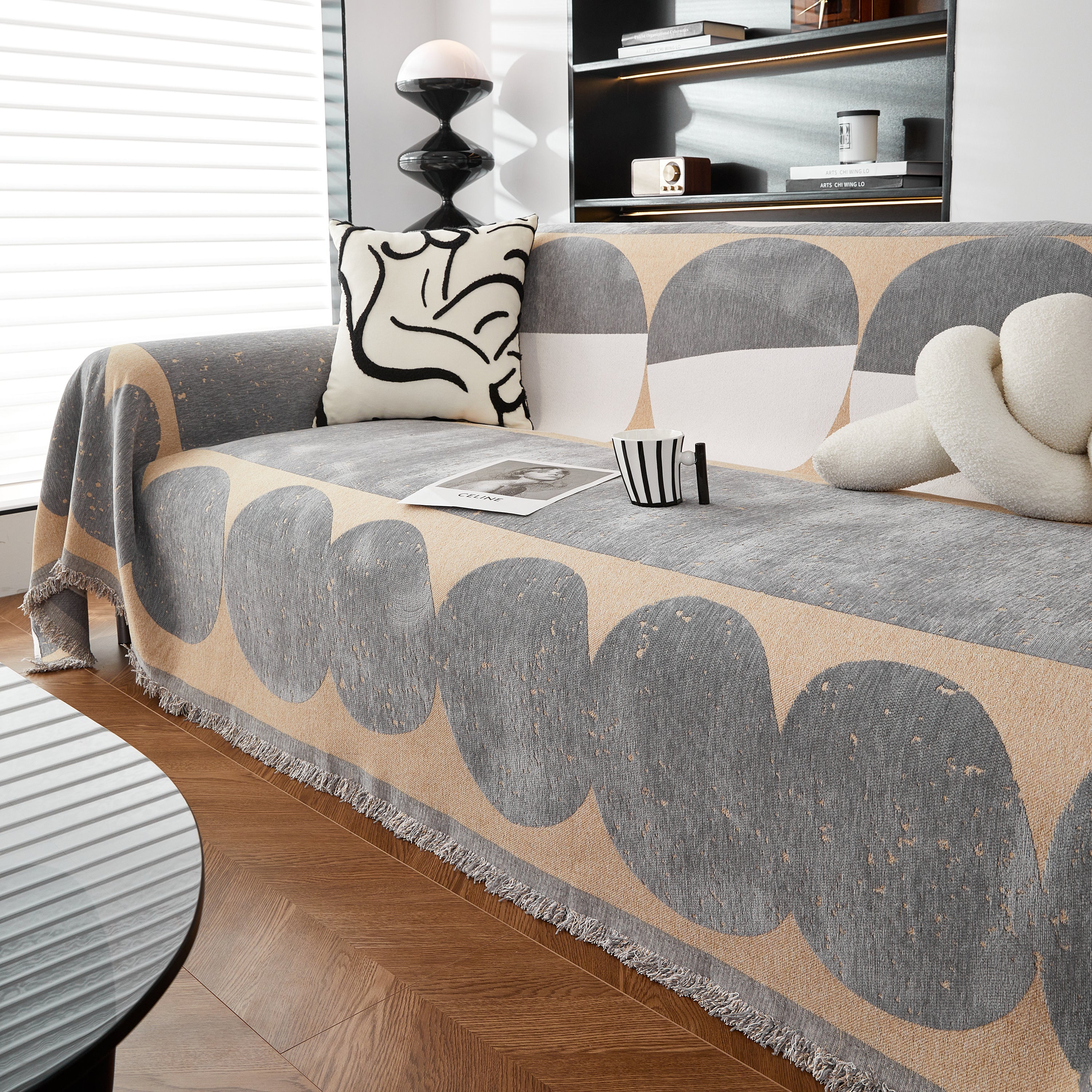 Chenille Circular Motif Sofa Protector Cover, Sofa Slipcovers L Shape, Sectional Sofa Couch Covers - Image 69