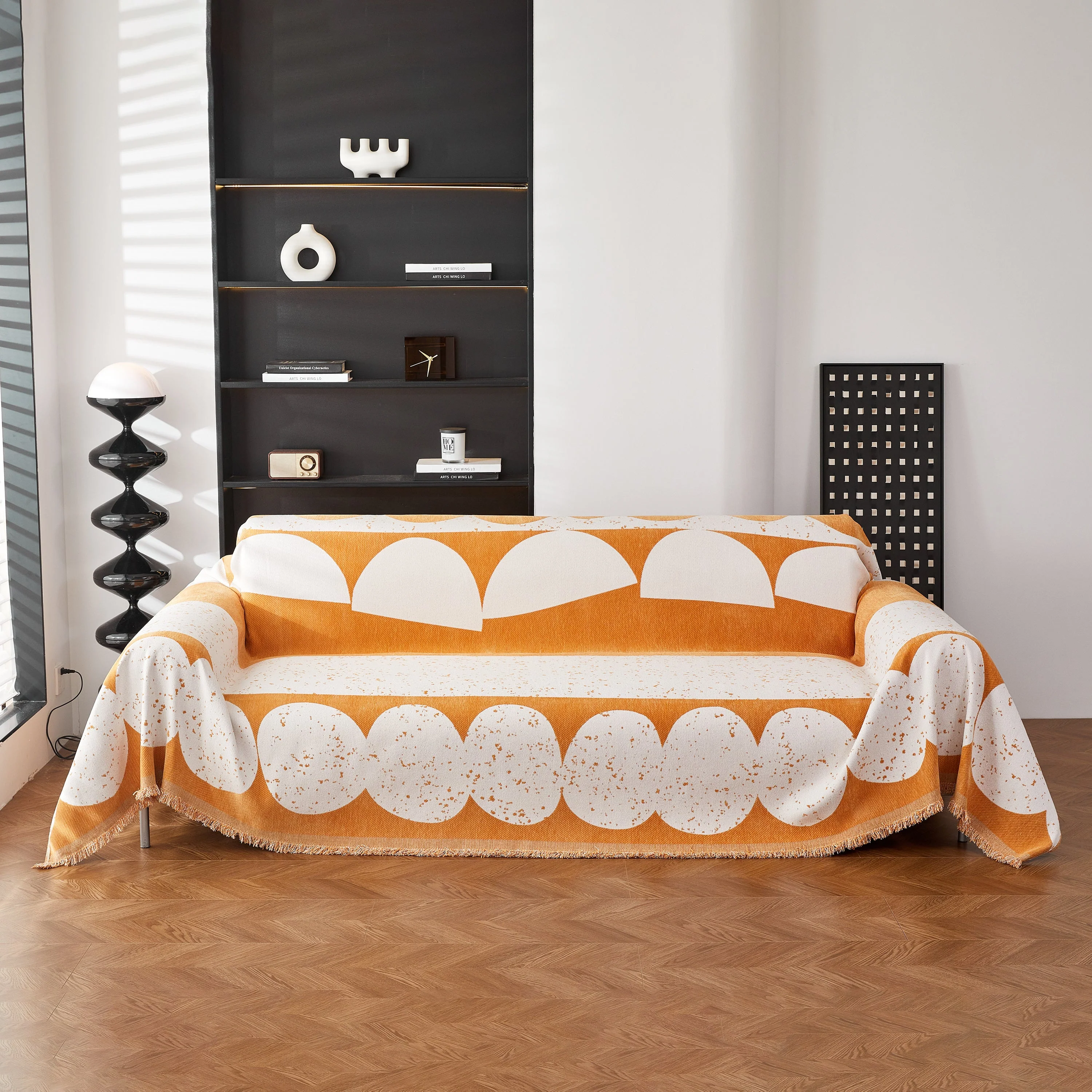 Chenille Circular Motif Sofa Protector Cover, Sofa Slipcovers L Shape, Sectional Sofa Couch Covers - Image 7