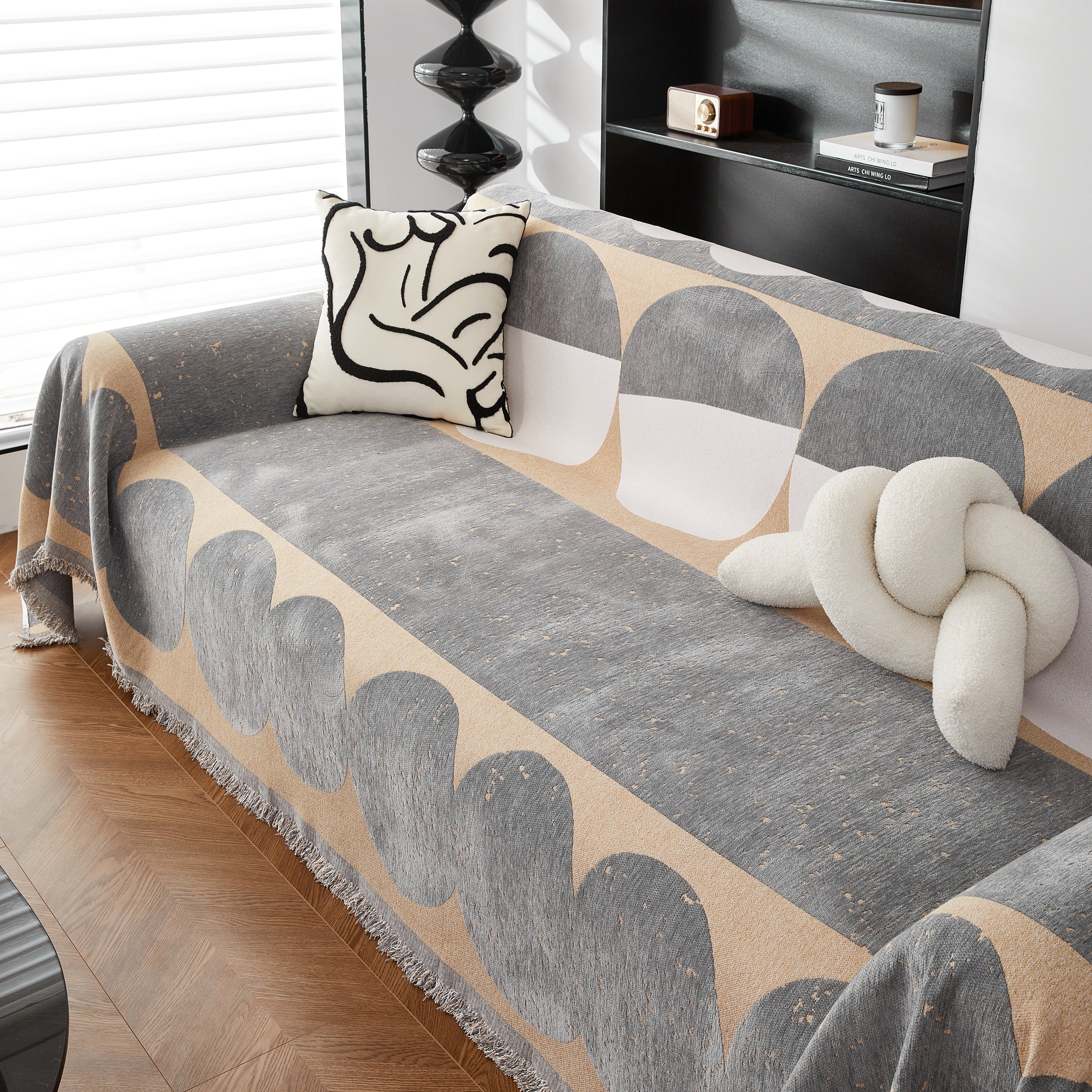 Chenille Circular Motif Sofa Protector Cover, Sofa Slipcovers L Shape, Sectional Sofa Couch Covers - Image 70