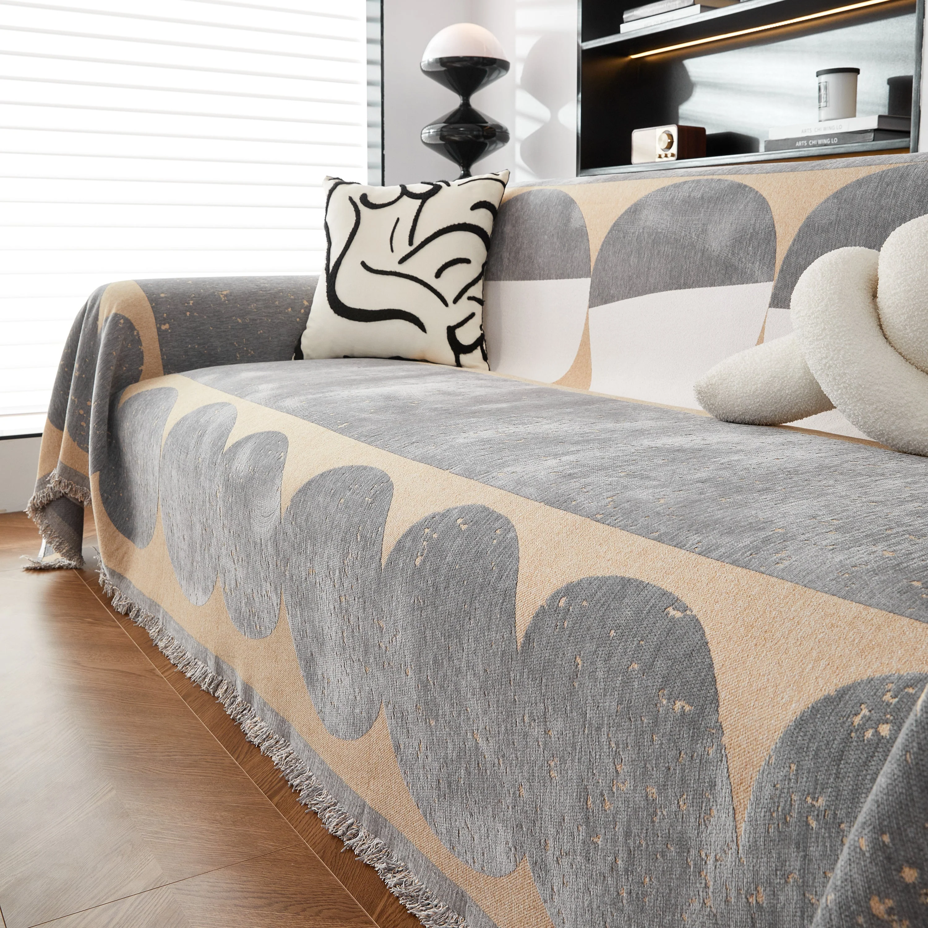 Chenille Circular Motif Sofa Protector Cover, Sofa Slipcovers L Shape, Sectional Sofa Couch Covers - Image 72