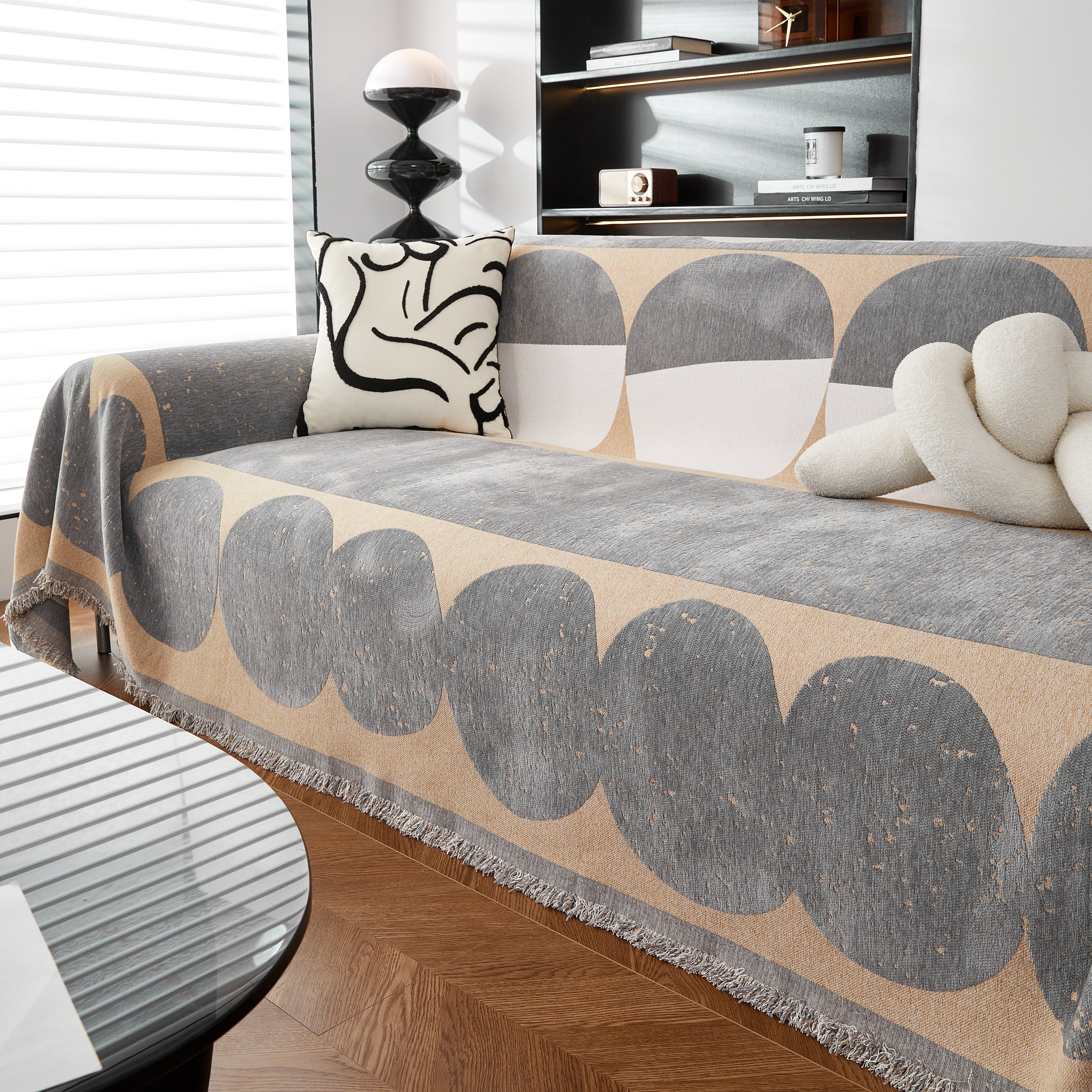 Chenille Circular Motif Sofa Protector Cover, Sofa Slipcovers L Shape, Sectional Sofa Couch Covers - Image 73