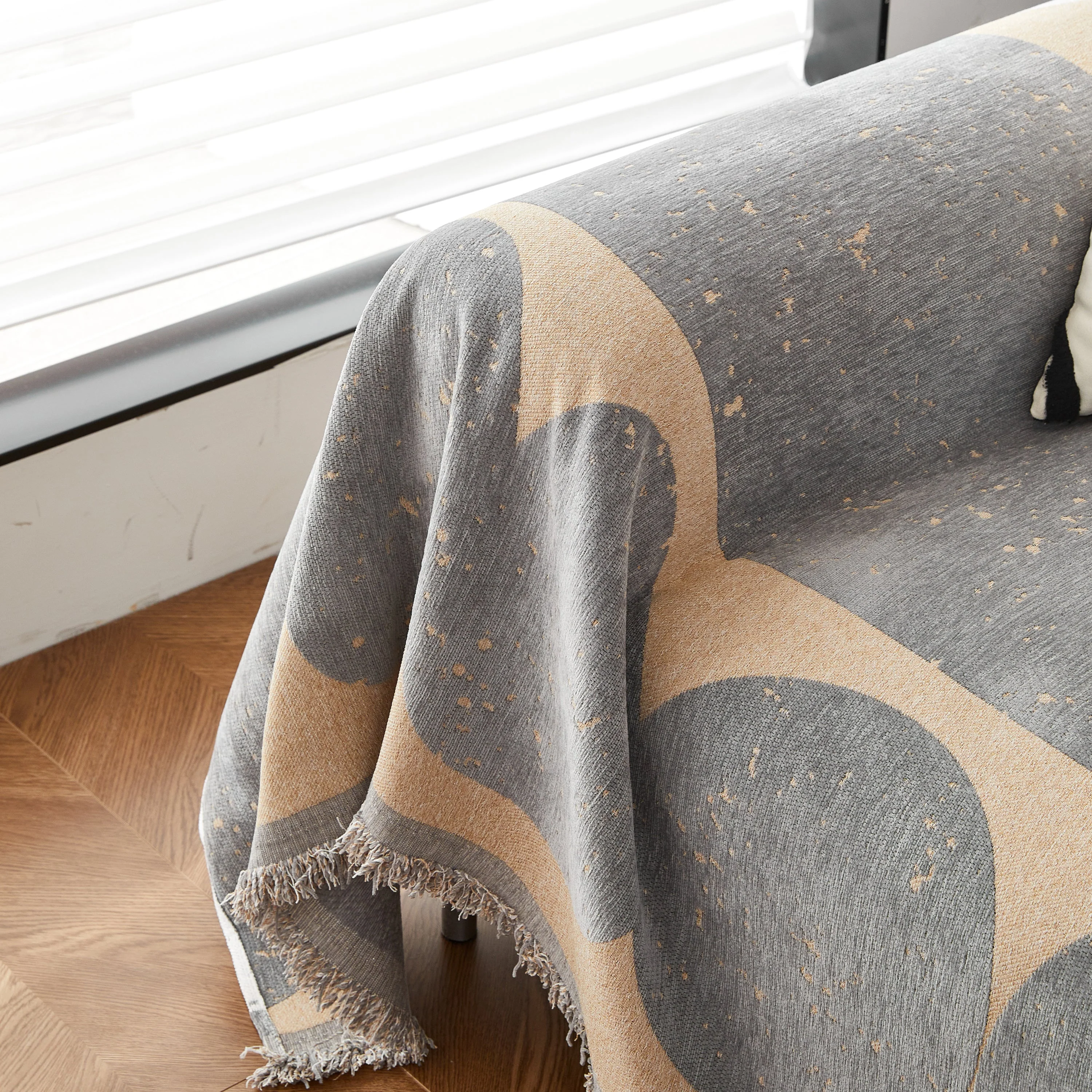 Chenille Circular Motif Sofa Protector Cover, Sofa Slipcovers L Shape, Sectional Sofa Couch Covers - Image 74