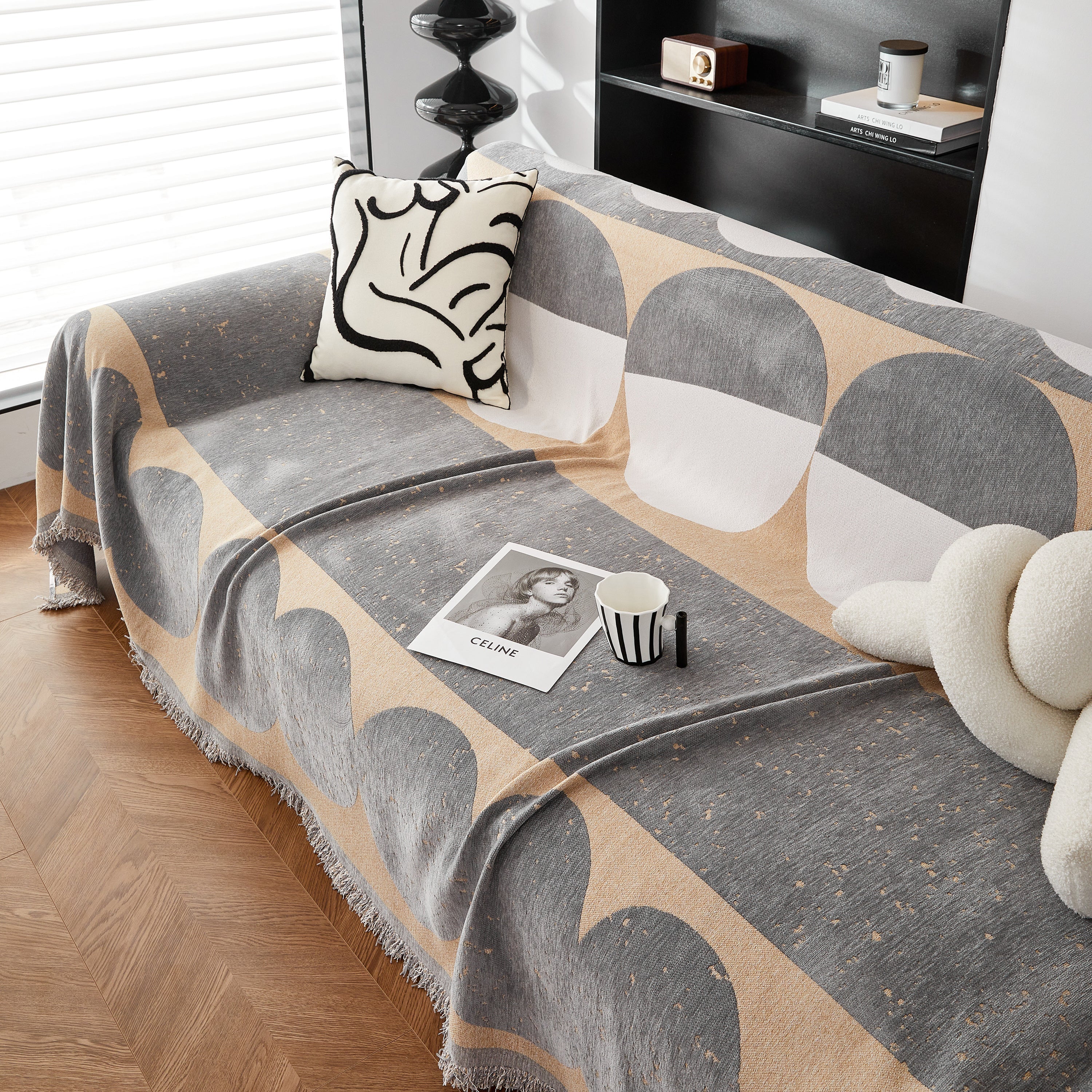 Chenille Circular Motif Sofa Protector Cover, Sofa Slipcovers L Shape, Sectional Sofa Couch Covers - Image 75
