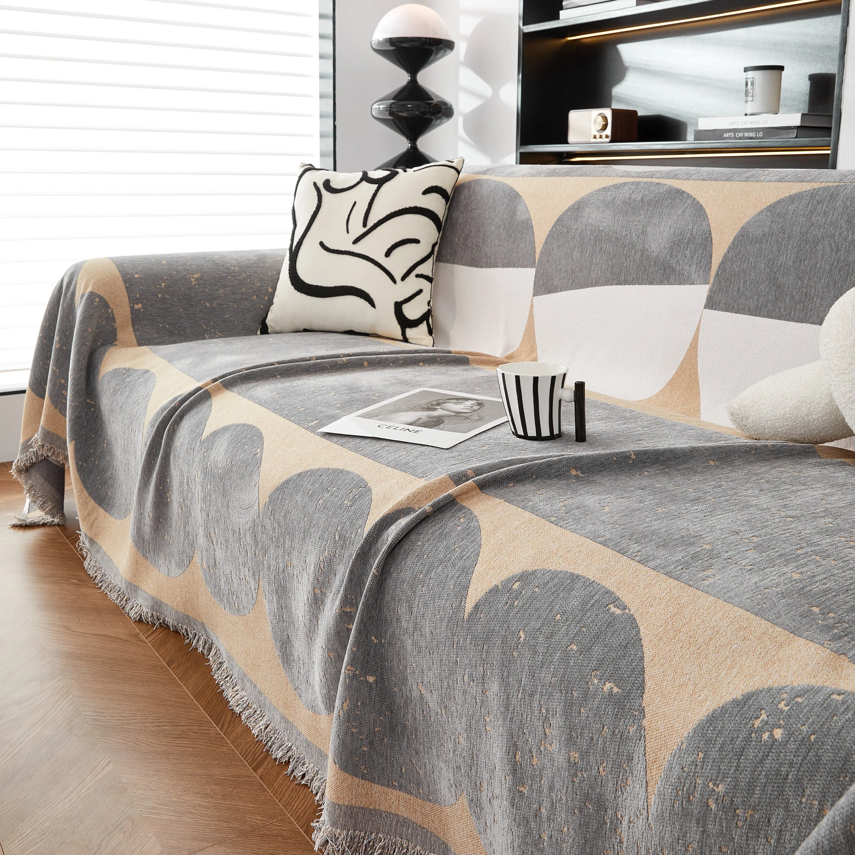 Chenille Circular Motif Sofa Protector Cover, Sofa Slipcovers L Shape, Sectional Sofa Couch Covers - Image 76