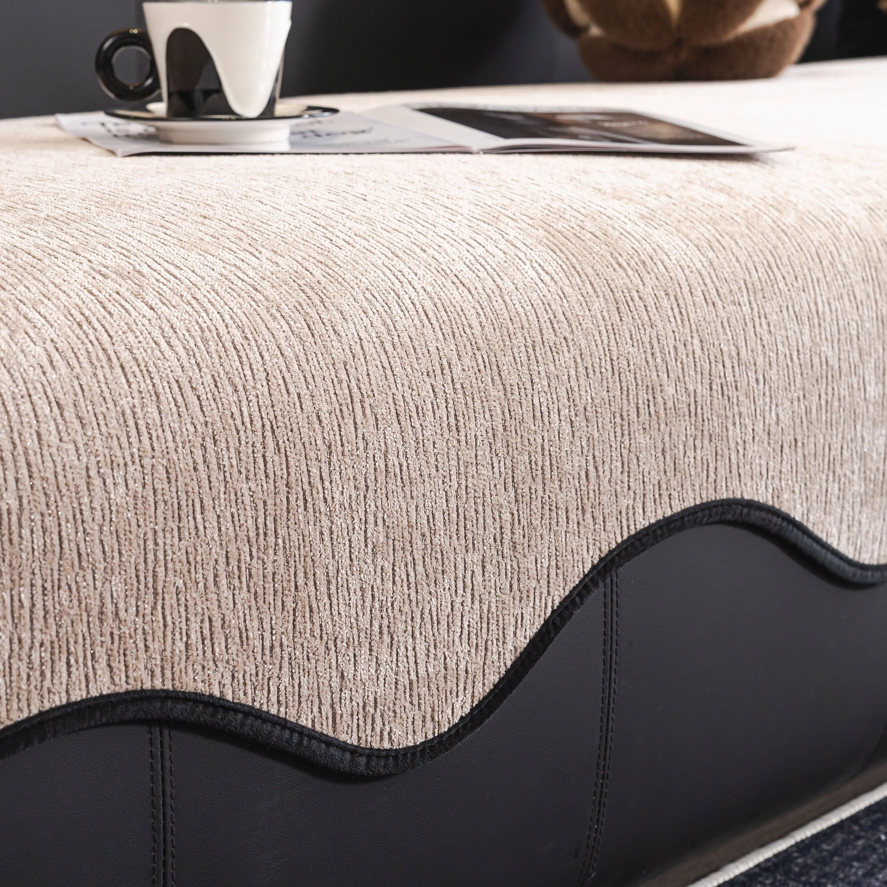 Chenille Couch Cover with Scalloped Edge, Non-Slip Modular Slipcover Sectional - Image 13