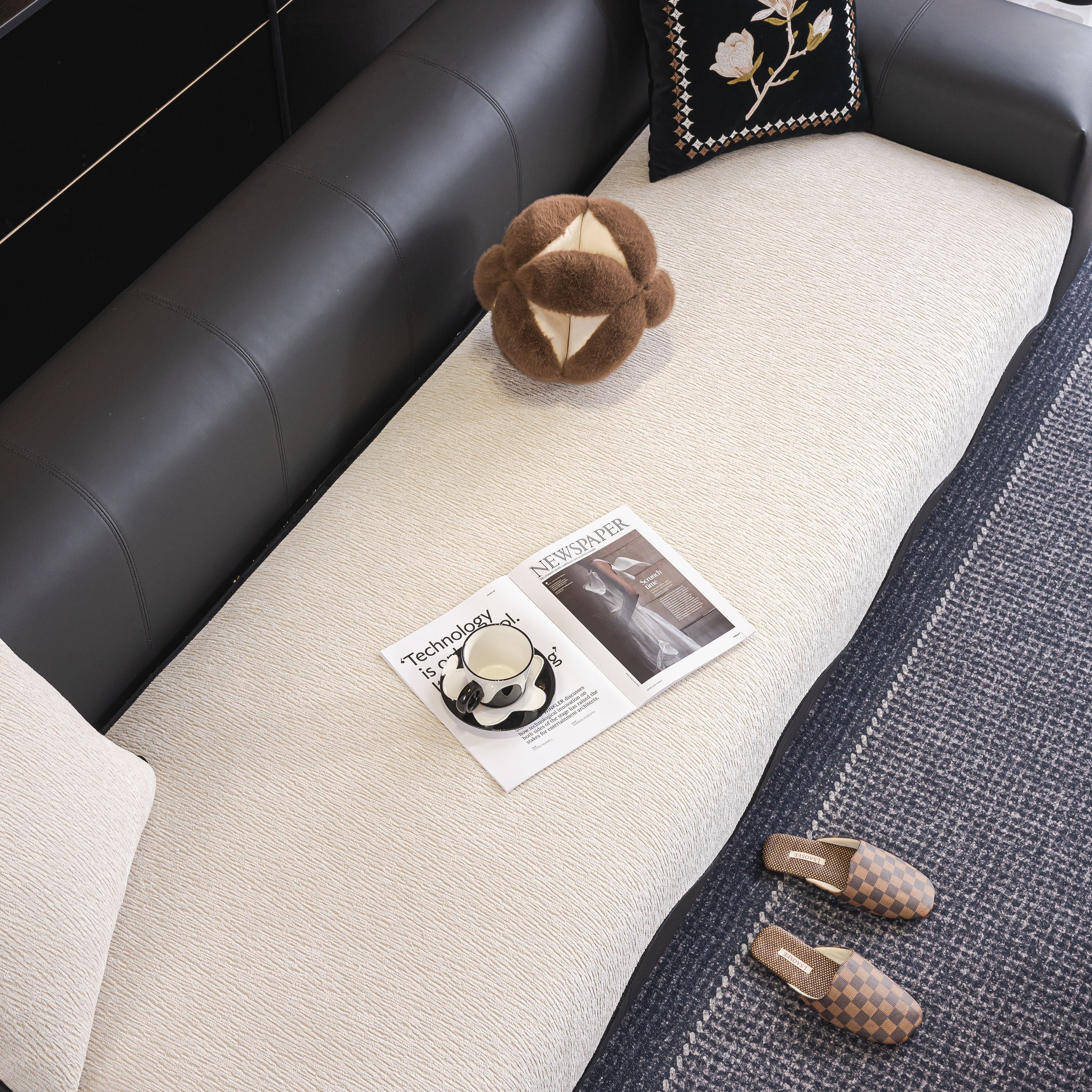Chenille Couch Cover with Scalloped Edge, Non-Slip Modular Slipcover Sectional - Image 149