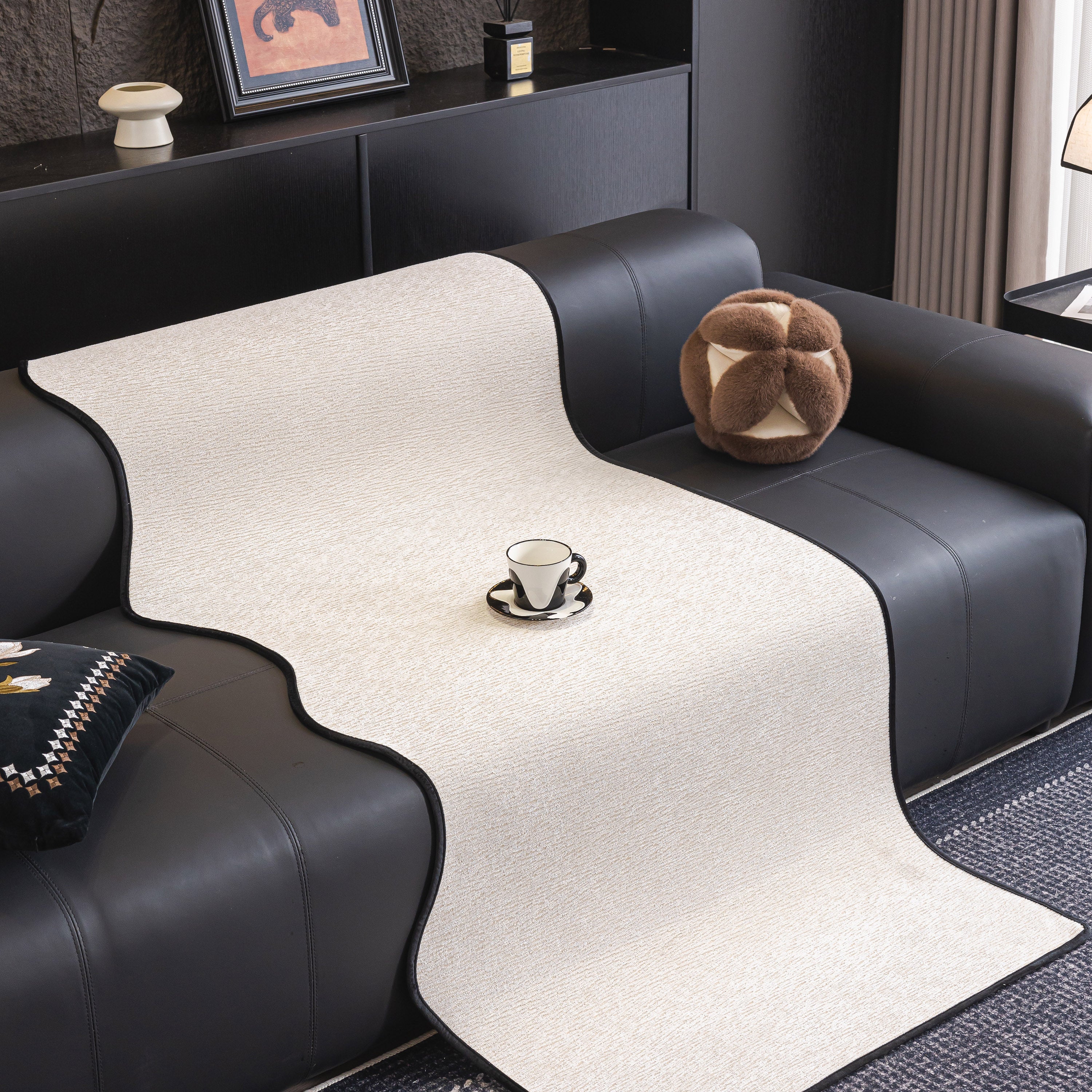 Chenille Couch Cover with Scalloped Edge, Non-Slip Modular Slipcover Sectional - Image 151