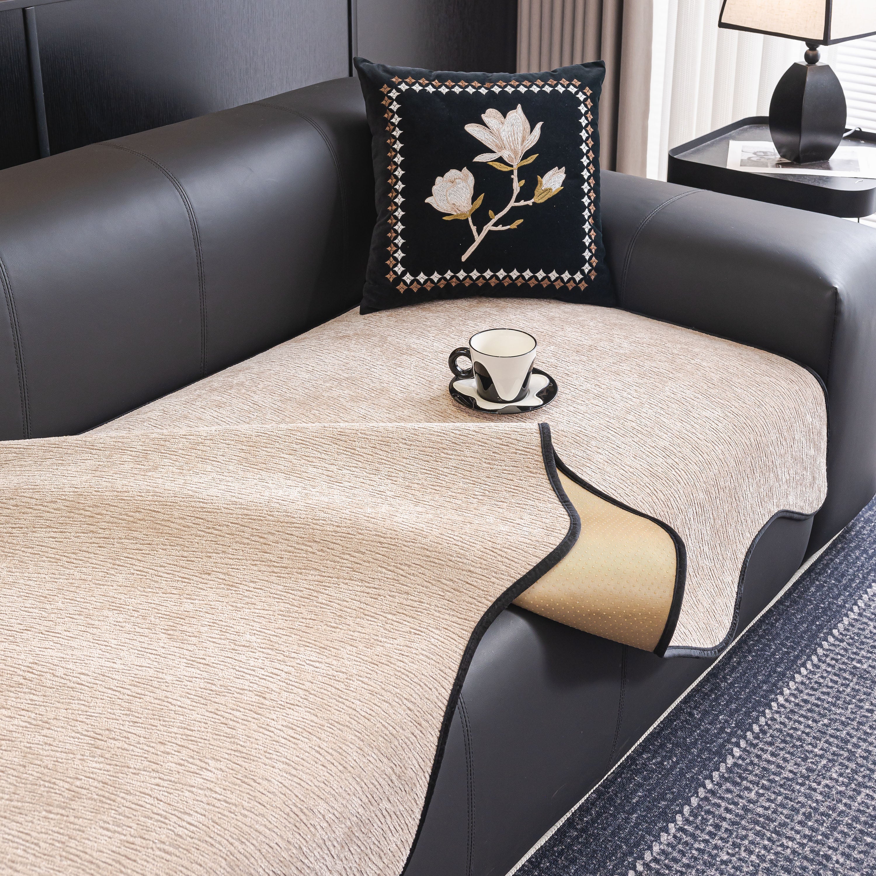Chenille Couch Cover with Scalloped Edge, Non-Slip Modular Slipcover Sectional - Image 27