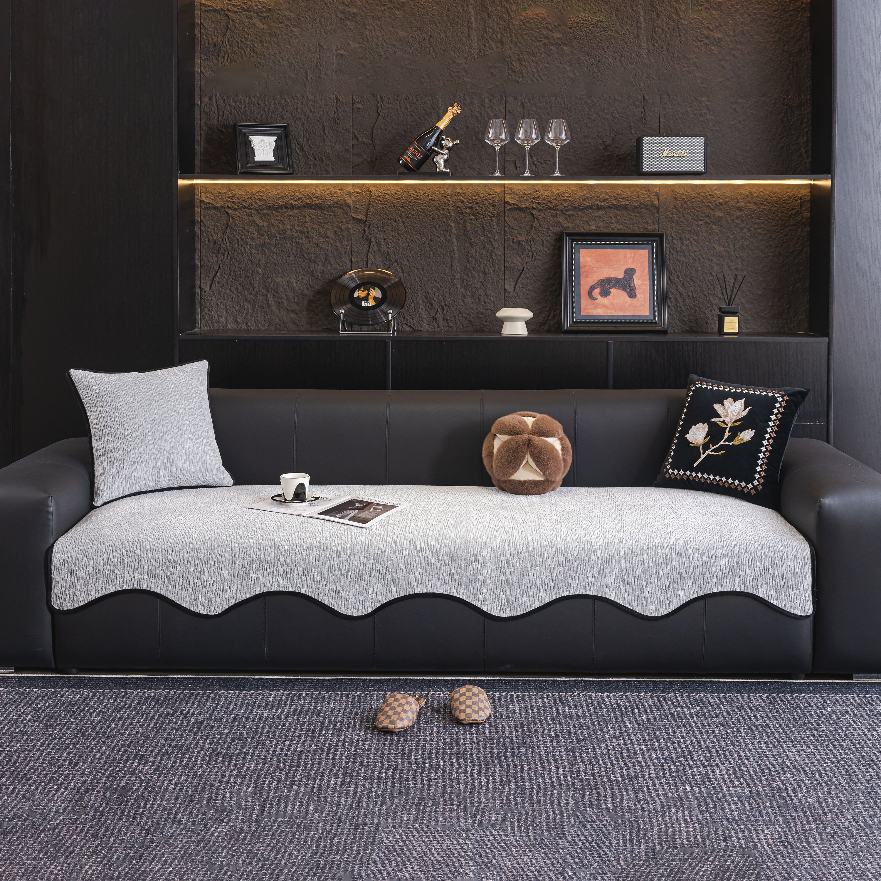 Chenille Couch Cover with Scalloped Edge, Non-Slip Modular Slipcover Sectional - Image 35