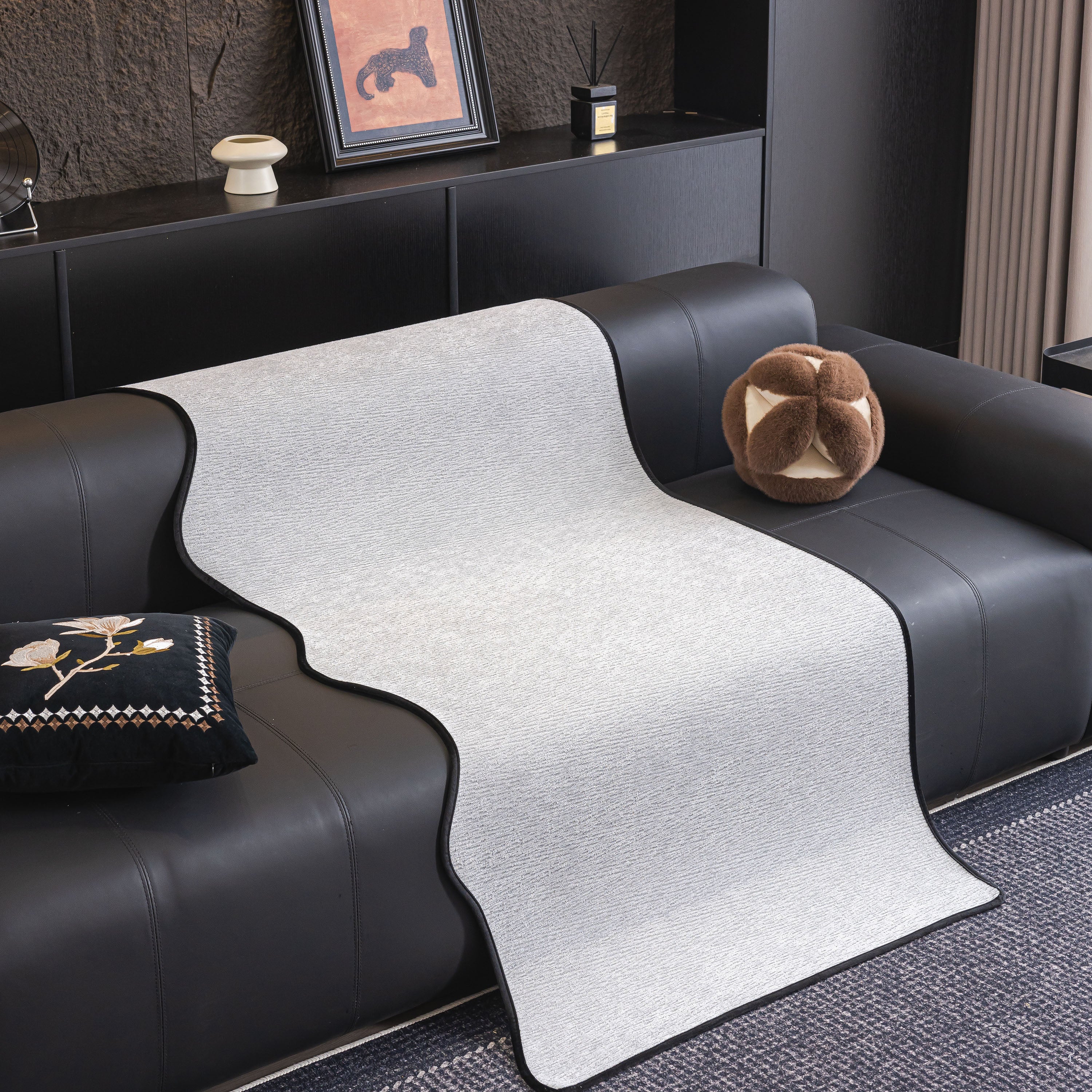 Chenille Couch Cover with Scalloped Edge, Non-Slip Modular Slipcover Sectional - Image 61
