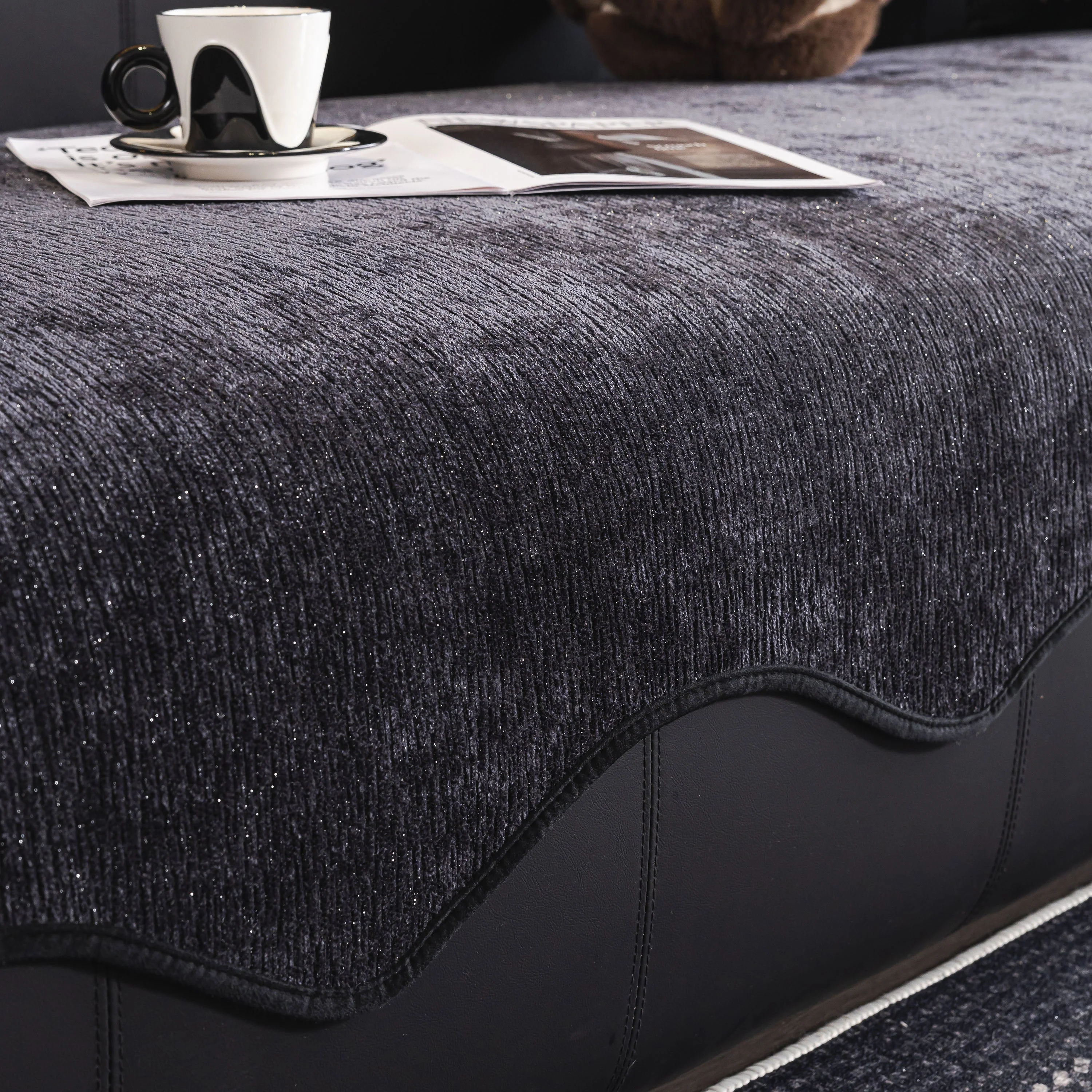 Chenille Couch Cover with Scalloped Edge, Non-Slip Modular Slipcover Sectional - Image 72