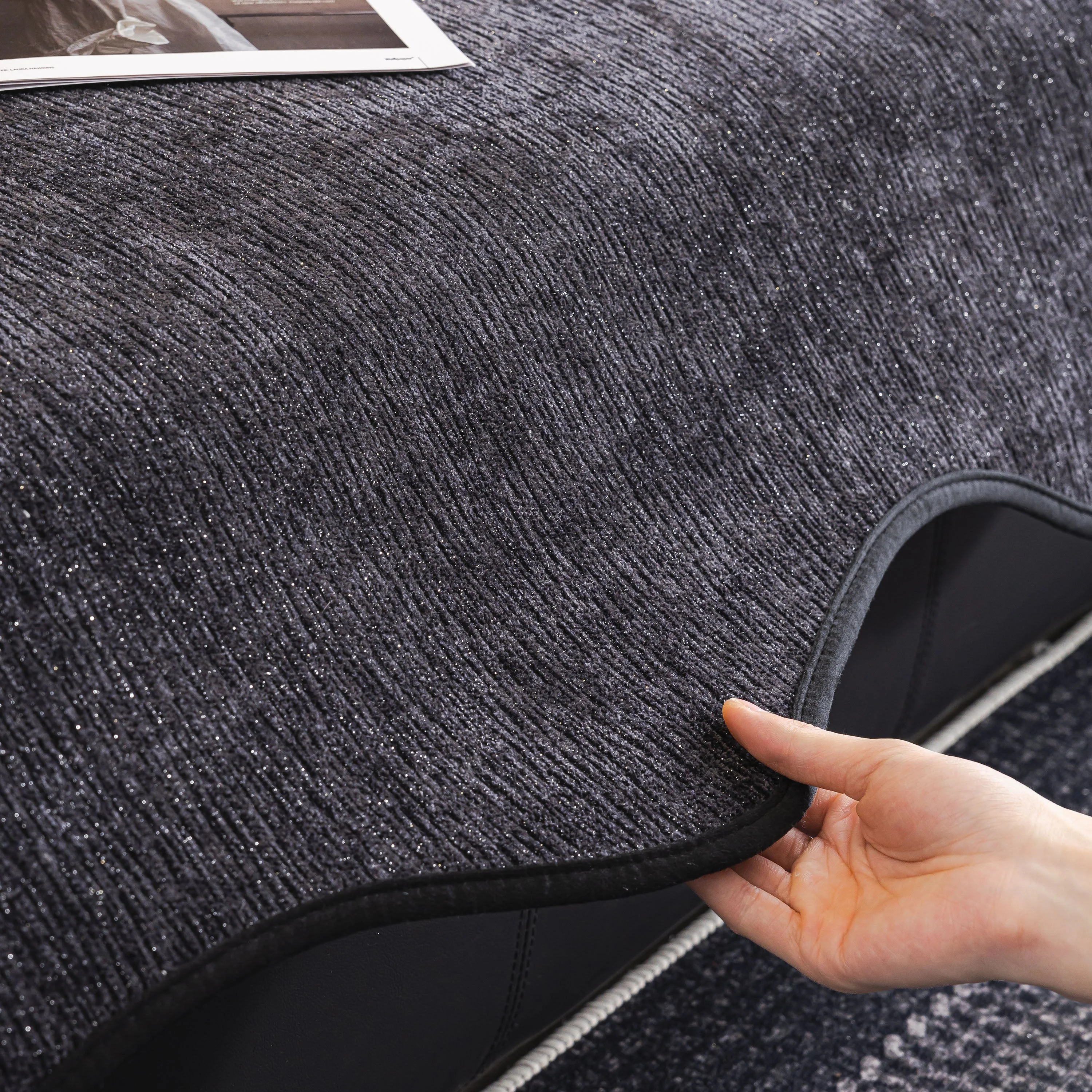 Chenille Couch Cover with Scalloped Edge, Non-Slip Modular Slipcover Sectional - Image 78
