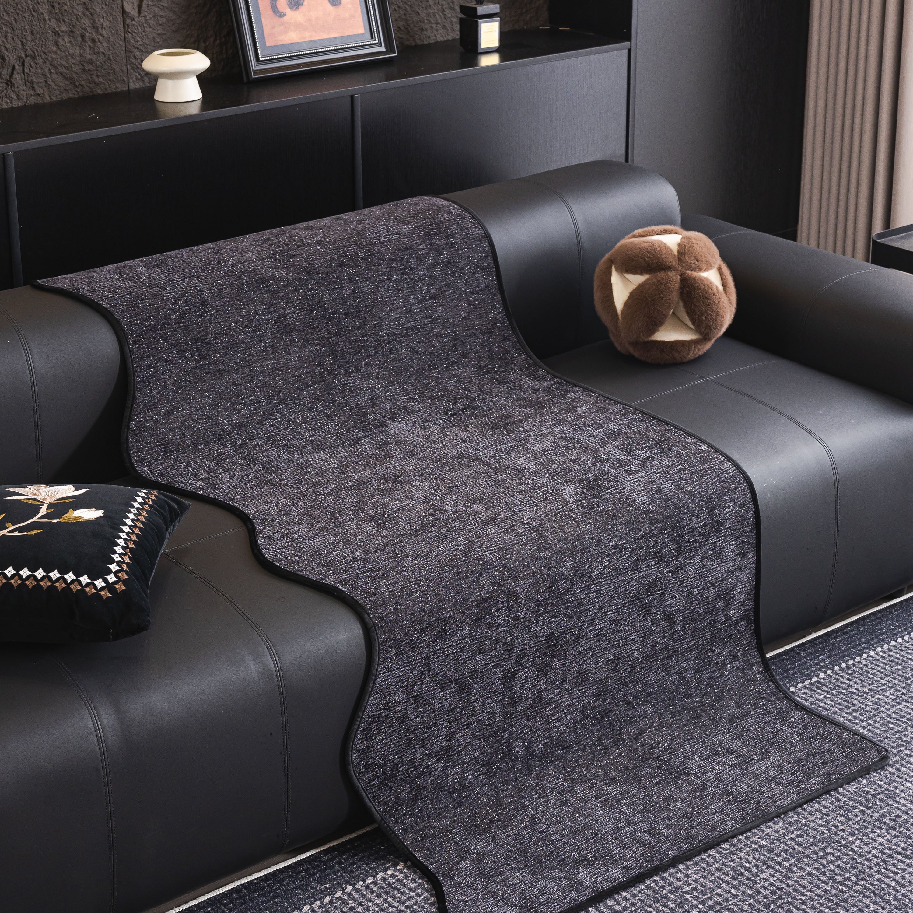 Chenille Couch Cover with Scalloped Edge, Non-Slip Modular Slipcover Sectional - Image 91