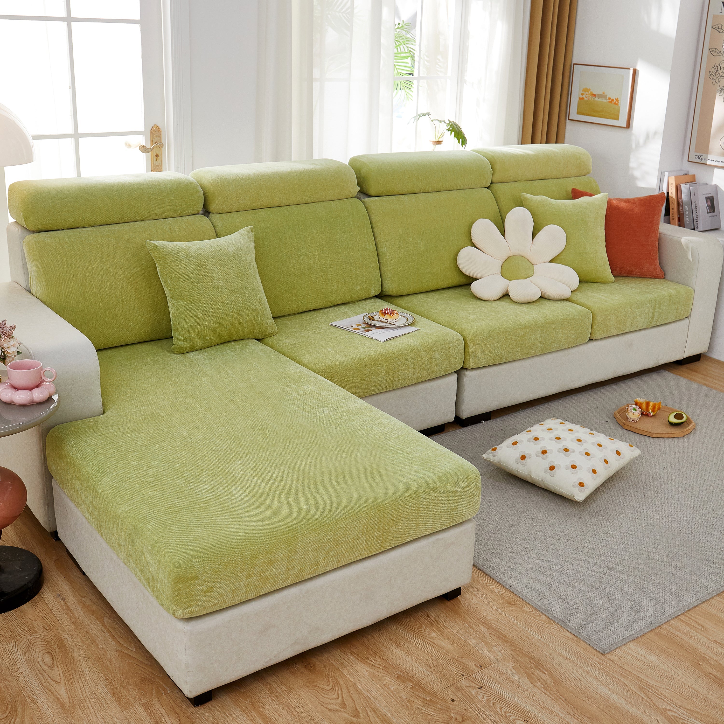 Chenille Cushion Covers for 1/2/3/4 Seater Sofas and L-shaped Couches, Furniture Covers for Pets - Image 101